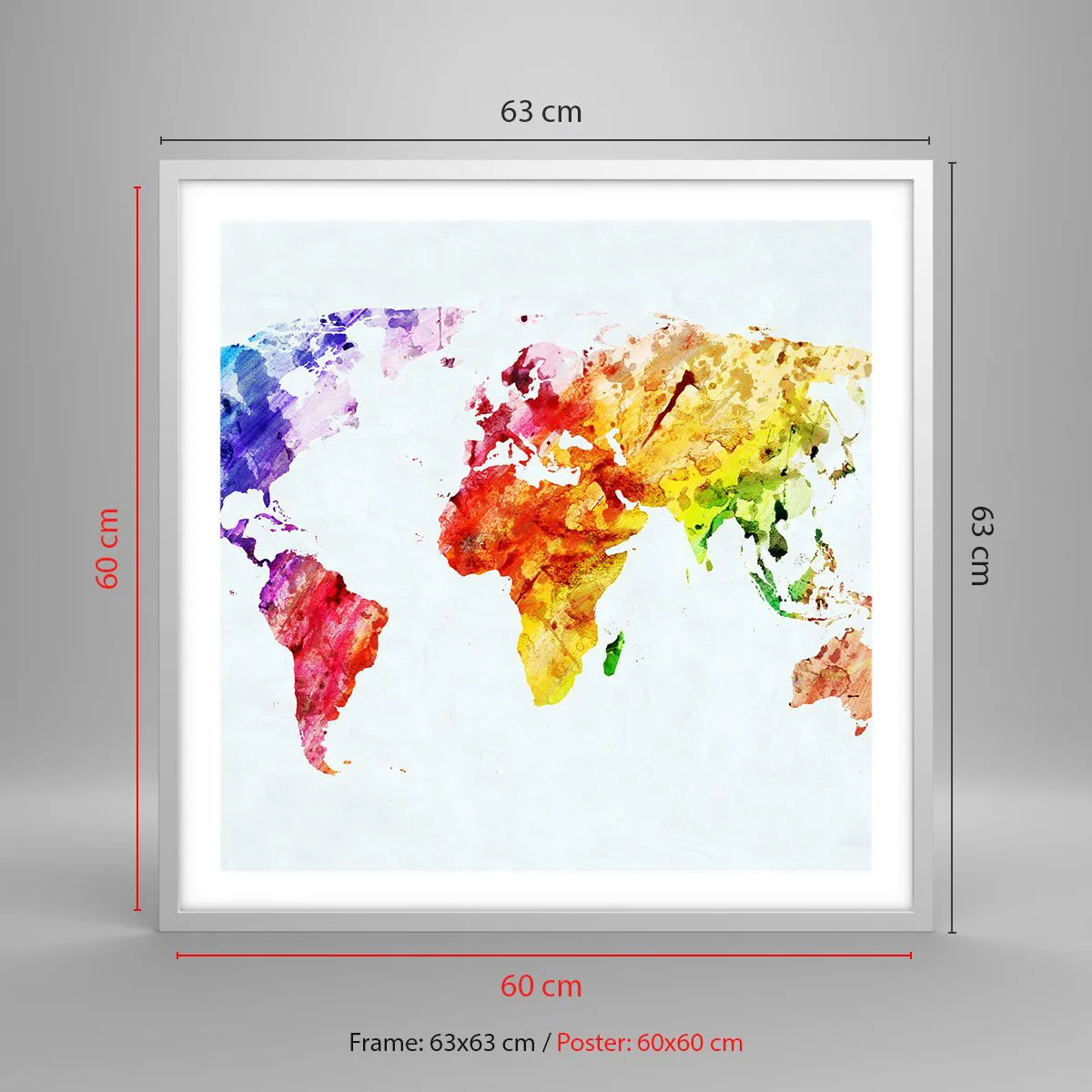 Poszter fekete keretben - A világ minden színe - 60x60 cm