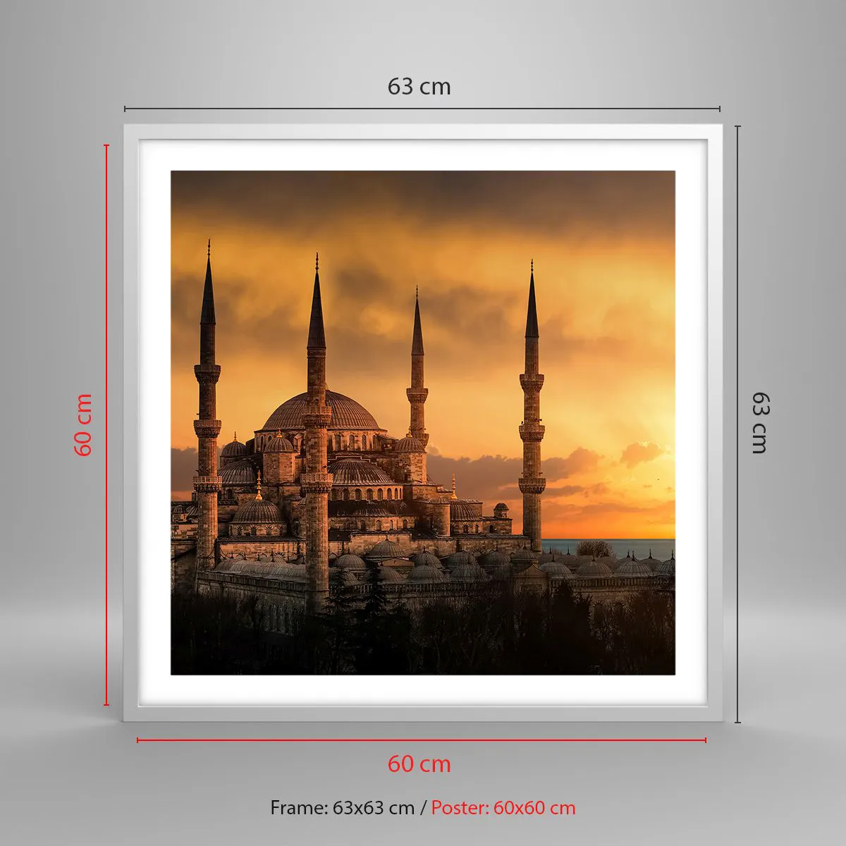 Plakát v bílém rámu - Bůh je velký - 60x60 cm