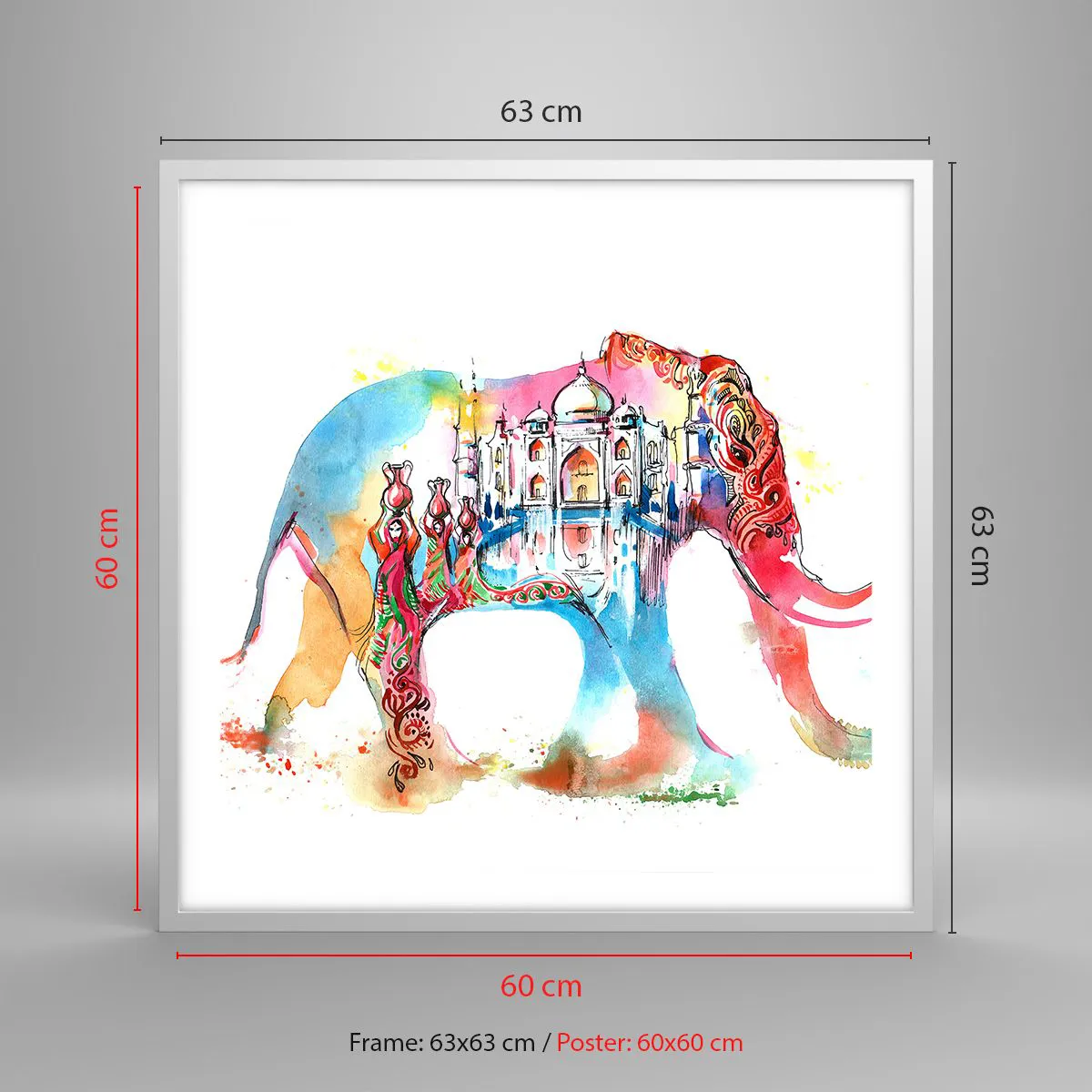 Affiche dans un cadre blanc - Poster - Inde - l'aura de l'amour - 60x60 cm