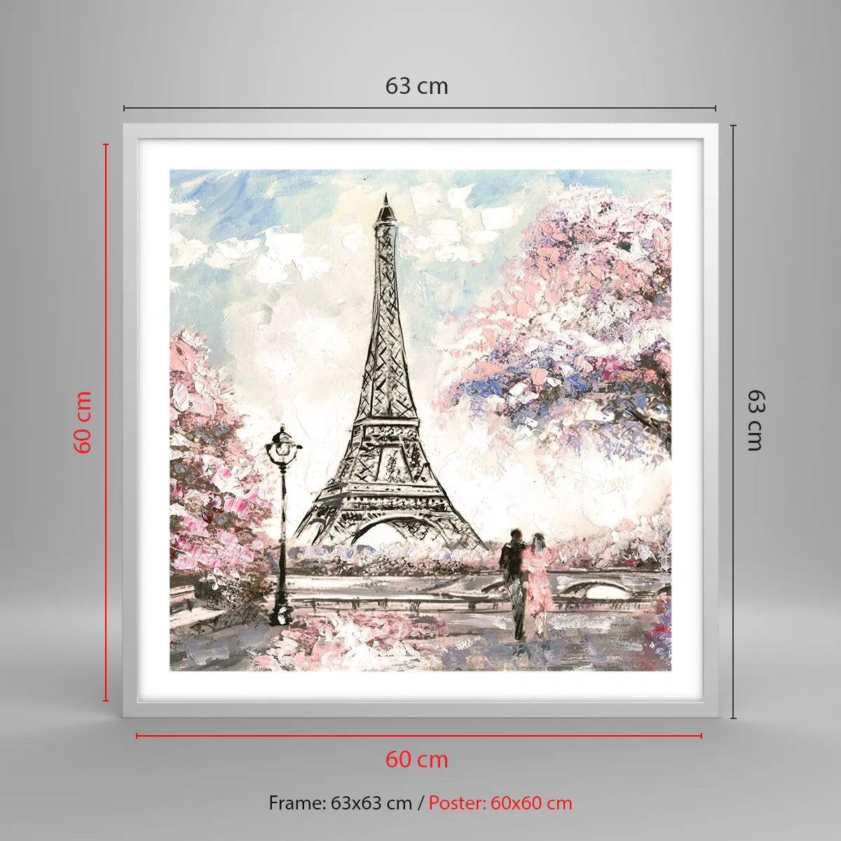 Affiche dans un cadre blanc - Poster - Balade d'avril à Paris - 60x60 cm