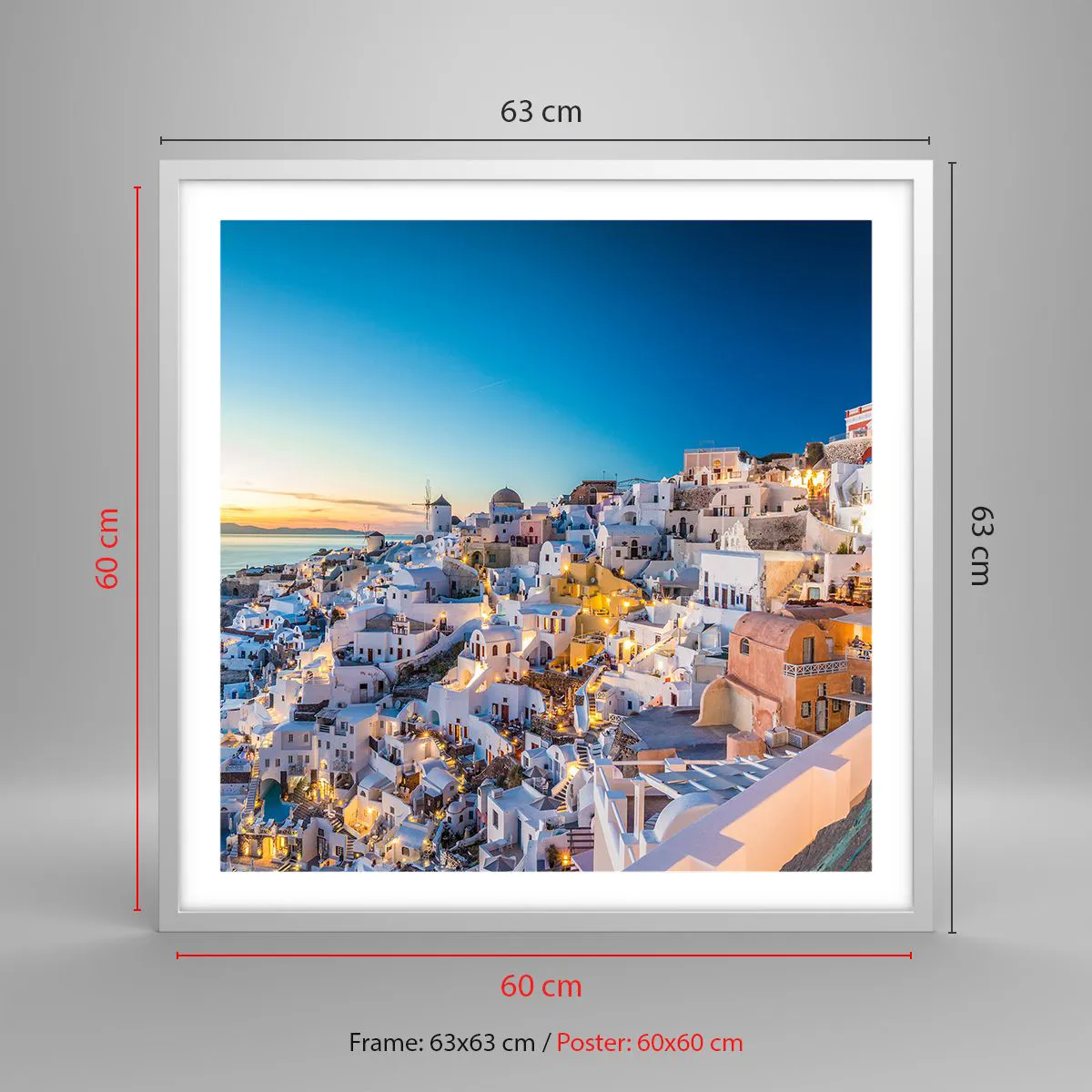 Affiche dans un cadre blanc - Poster - L'essence de la grecque - 60x60 cm