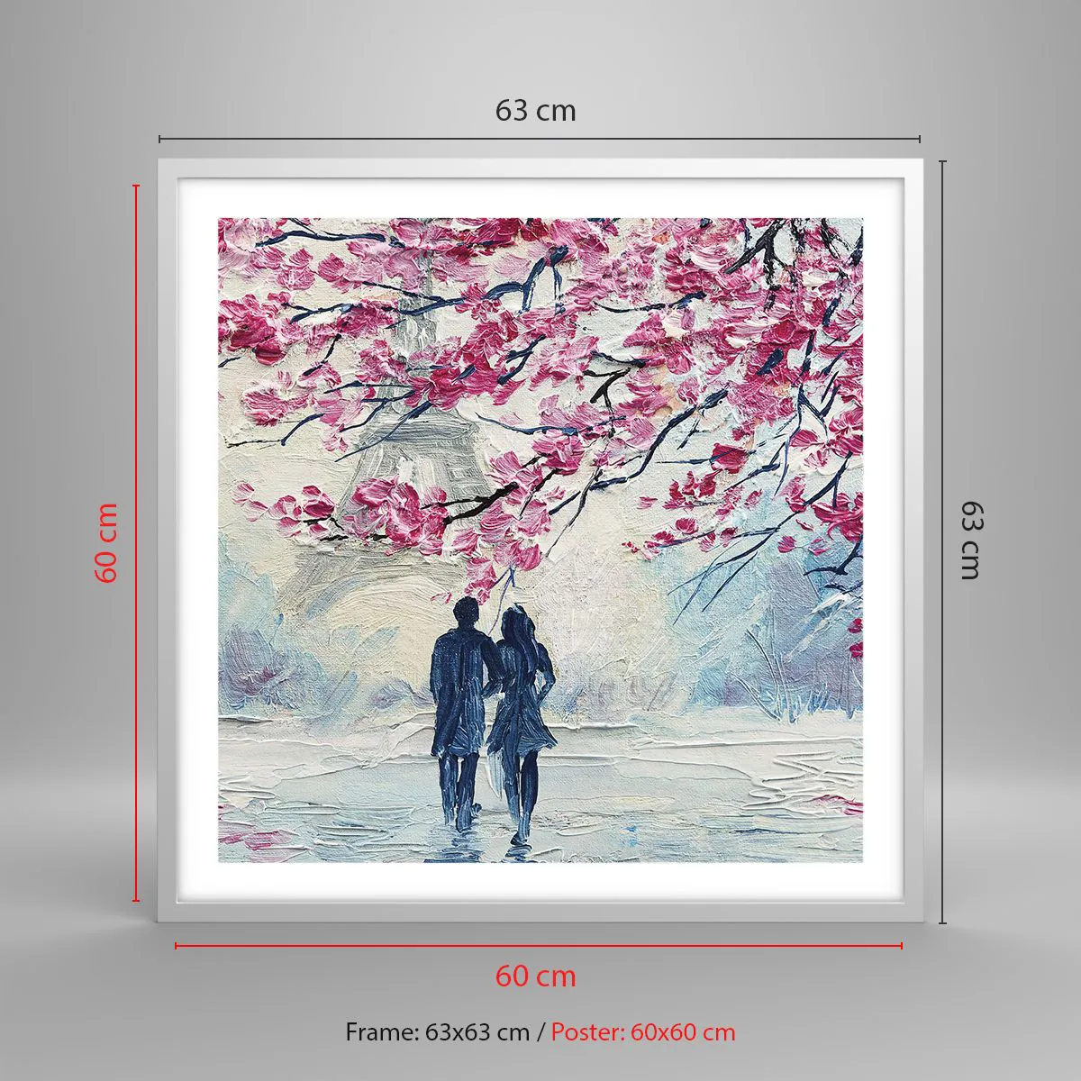 Poster in white frmae - Romantic Walk - 60x60 cm
