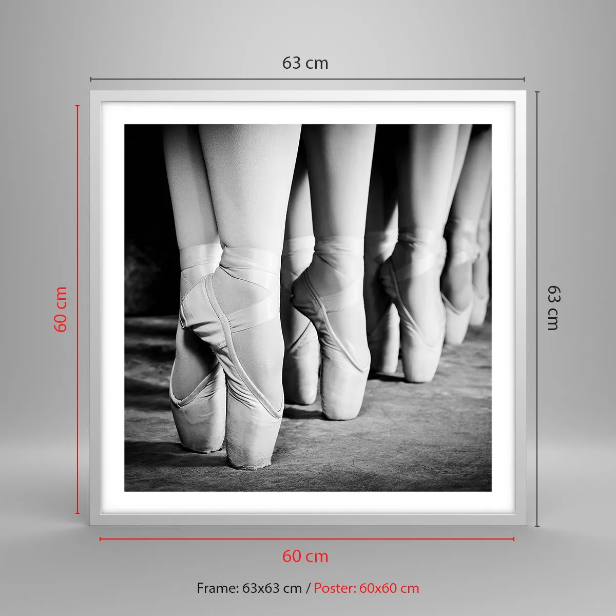 Plakát v bílém rámu - Společně, lehce - 60x60 cm