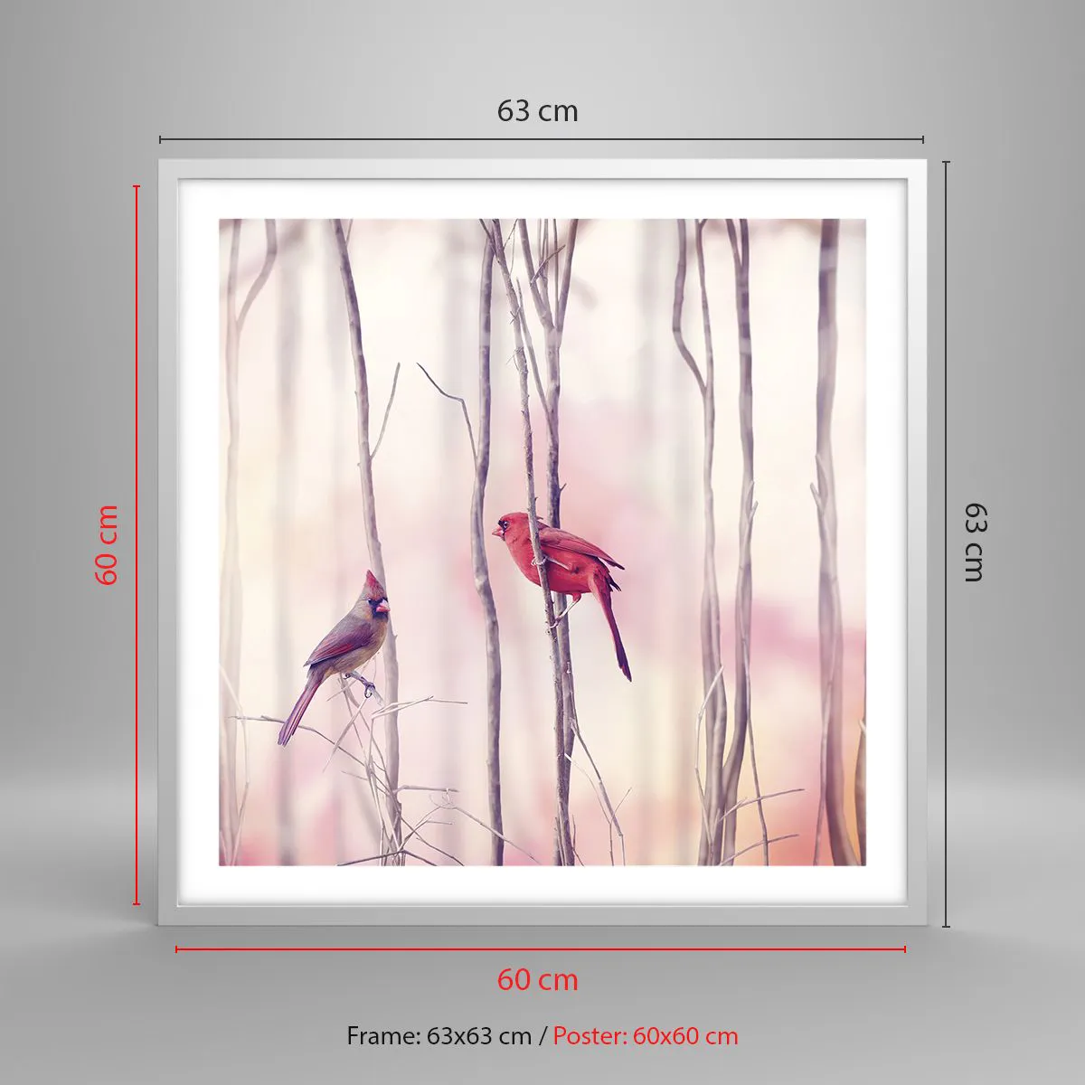 Affiche dans un cadre blanc - Poster - Conte de la forêt rose - 60x60 cm