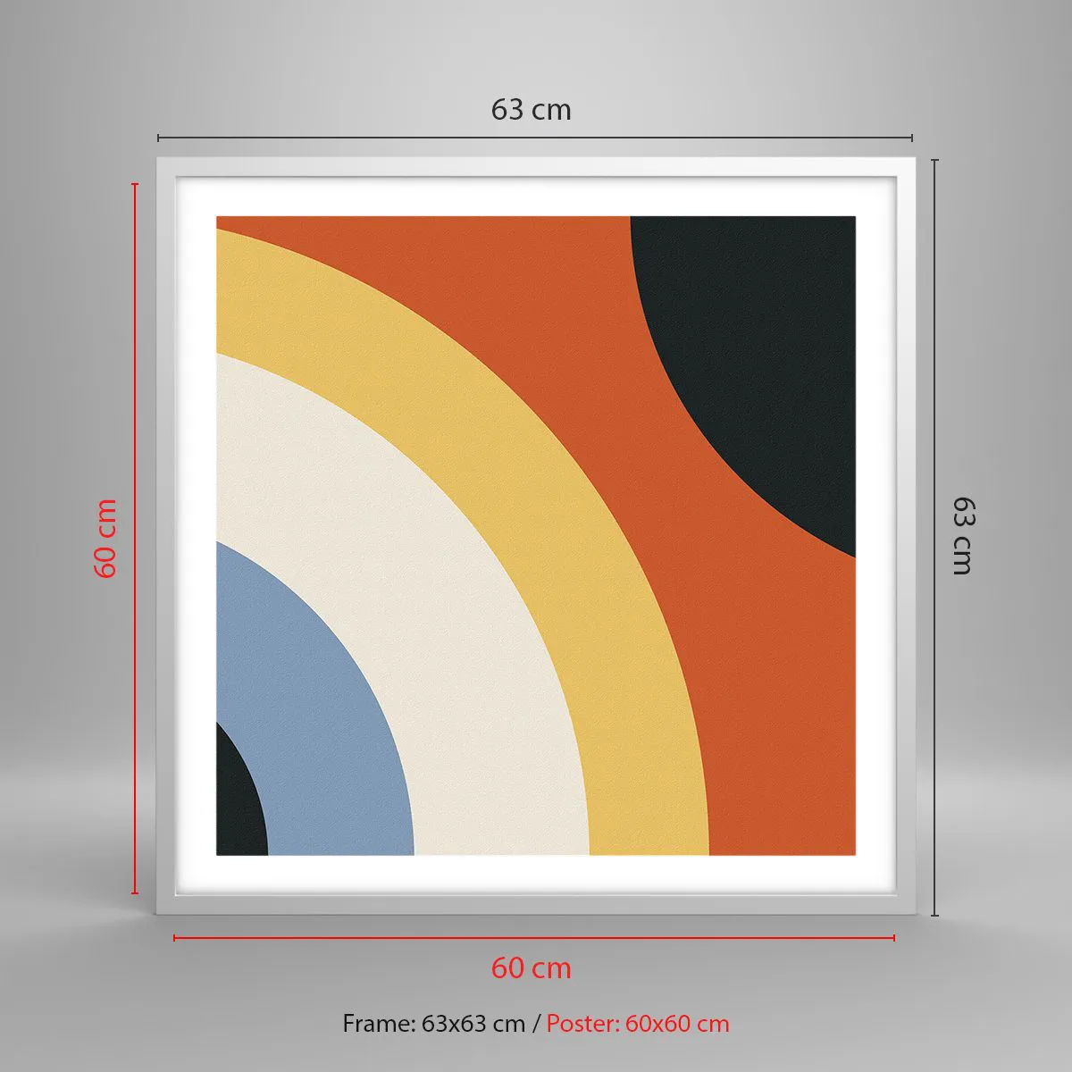 Póster en marco blanco - Círculo sobre círculo - 60x60 cm