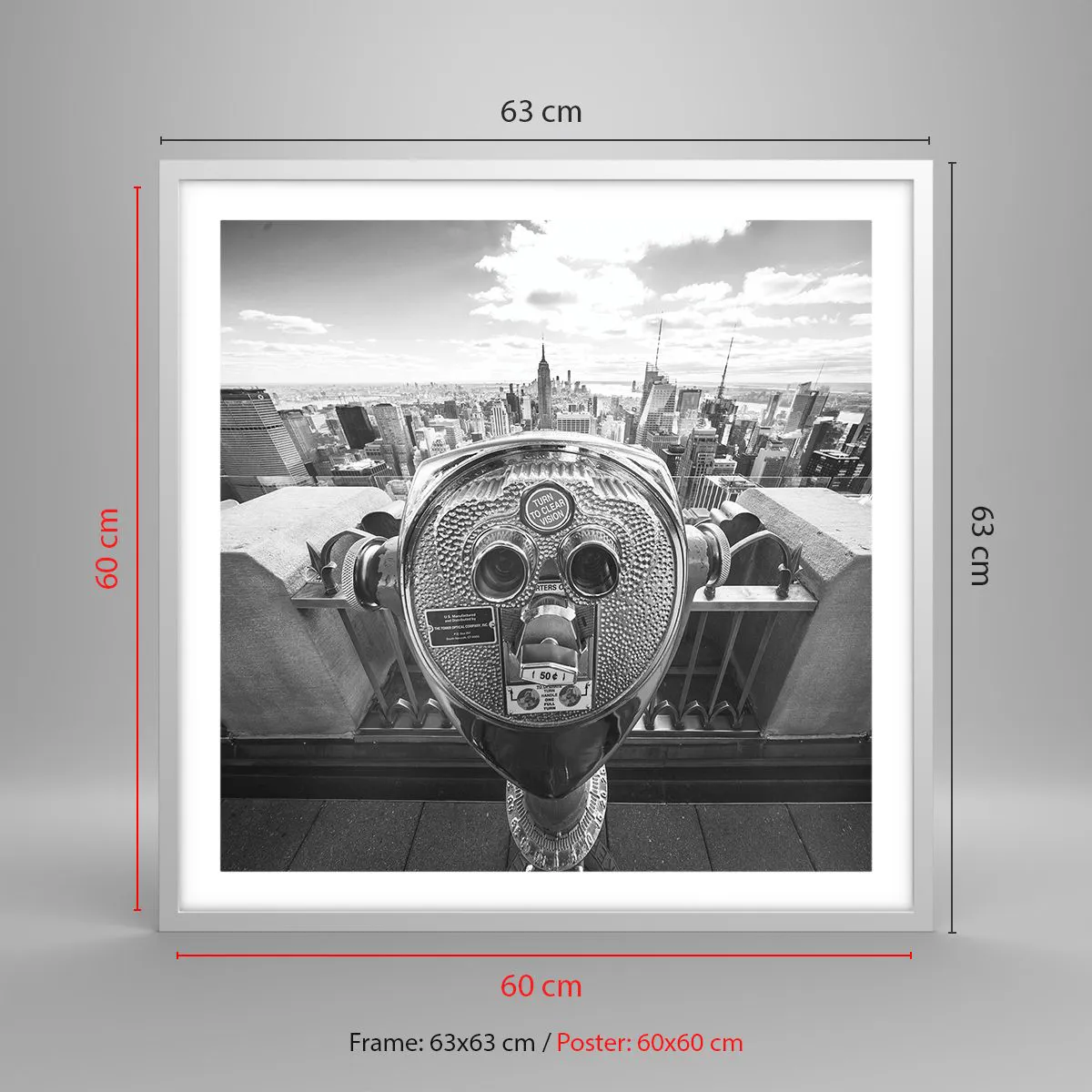 Póster en marco blanco - Sobre la ciudad - 60x60 cm