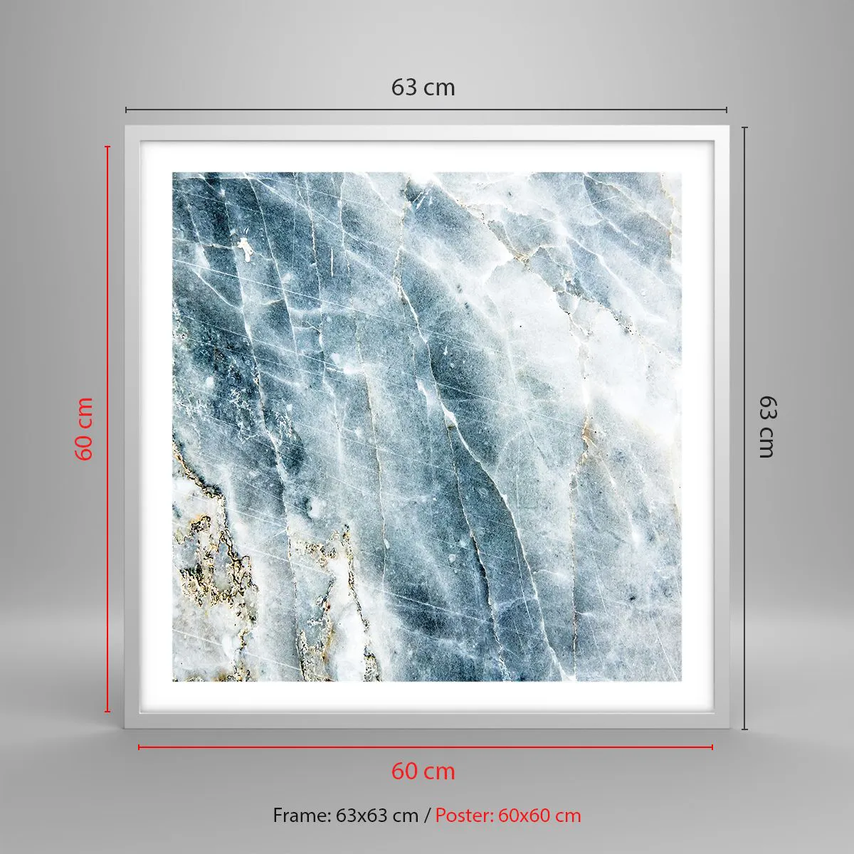 Plakat w białej ramie - Lodowy świat - 60x60 cm