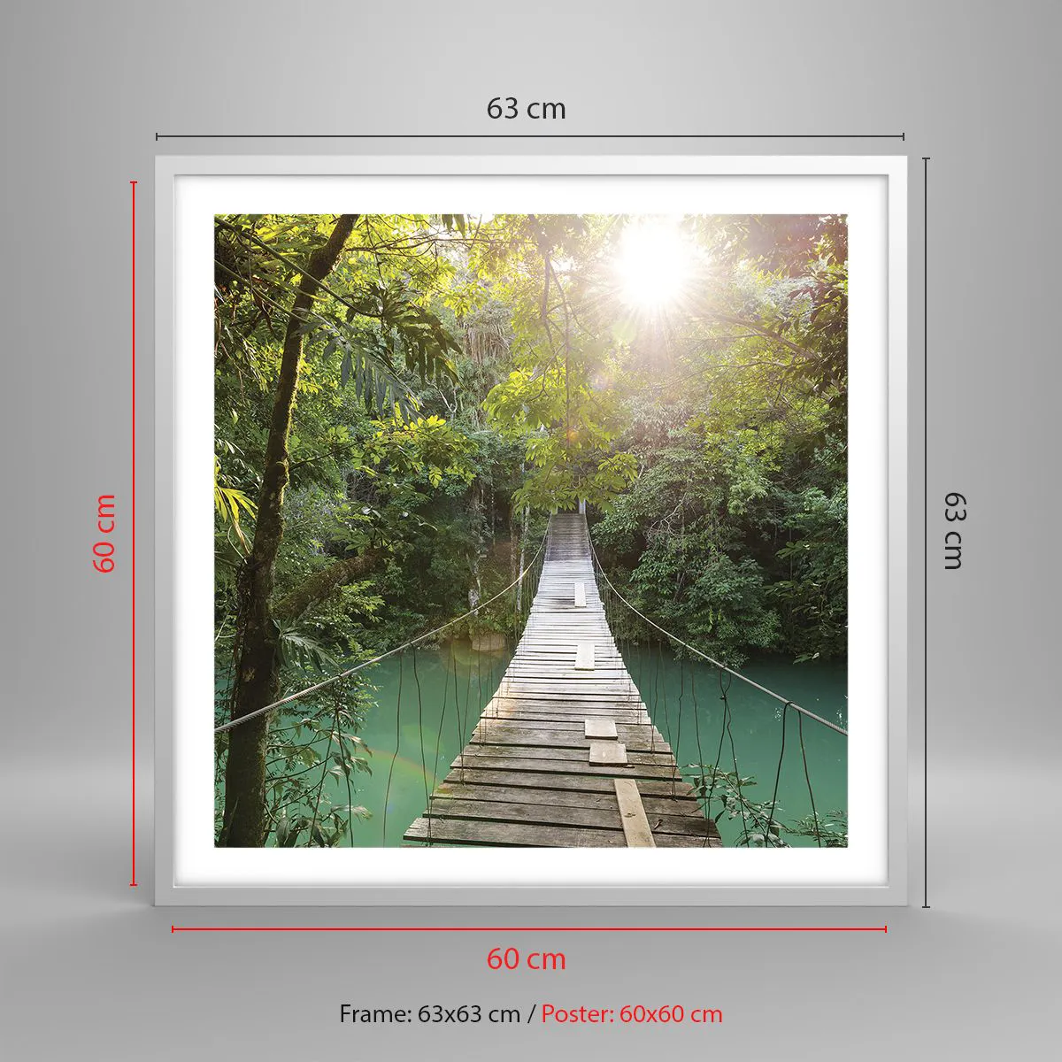 Poszter fekete keretben - Az azúrkék vízen át az azúrkék erdőbe - 60x60 cm