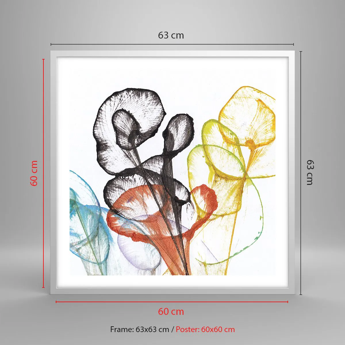 Poszter fekete keretben - Virágok lélekkel - 60x60 cm