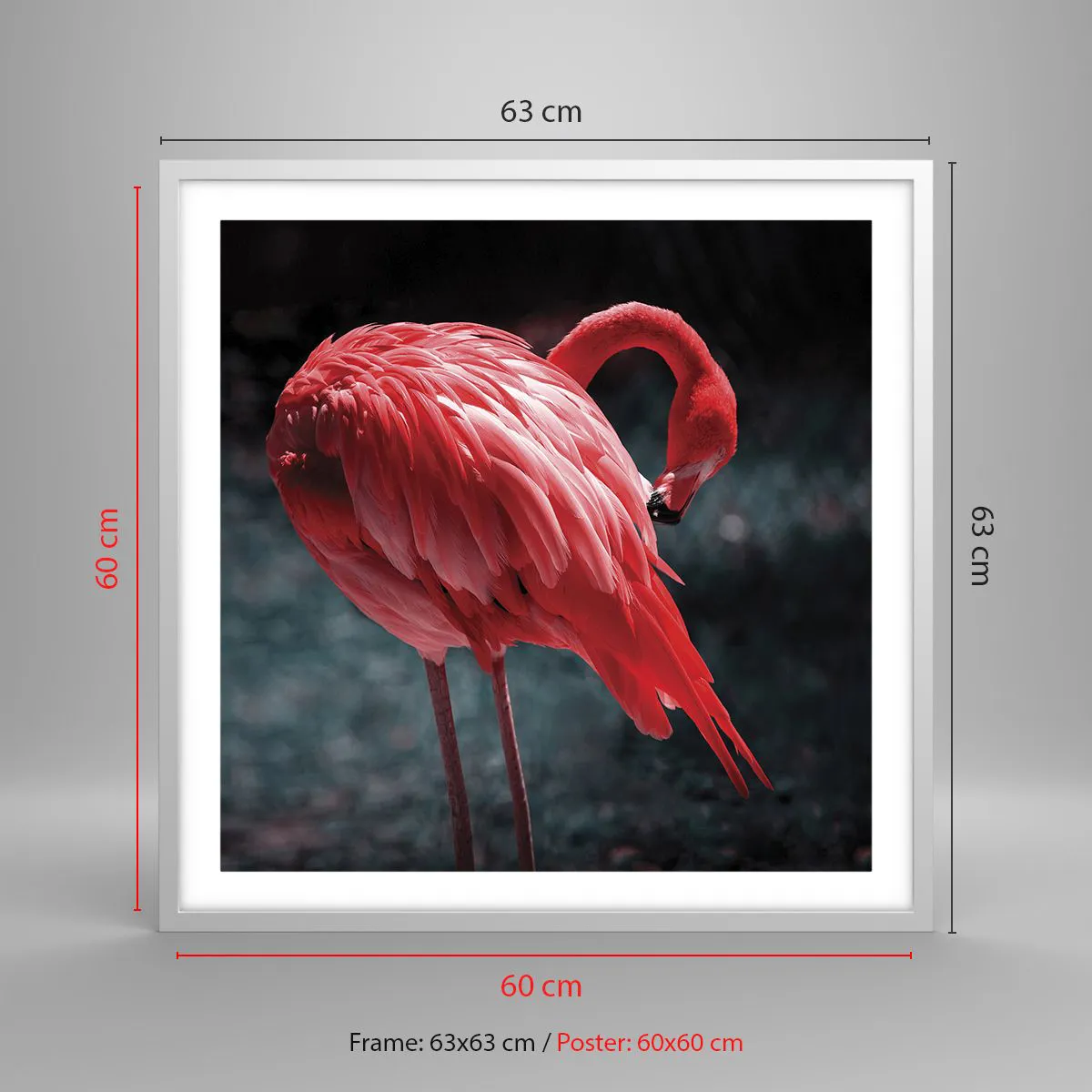 Poster in white frmae - Crimson Poem of Nature - 60x60 cm