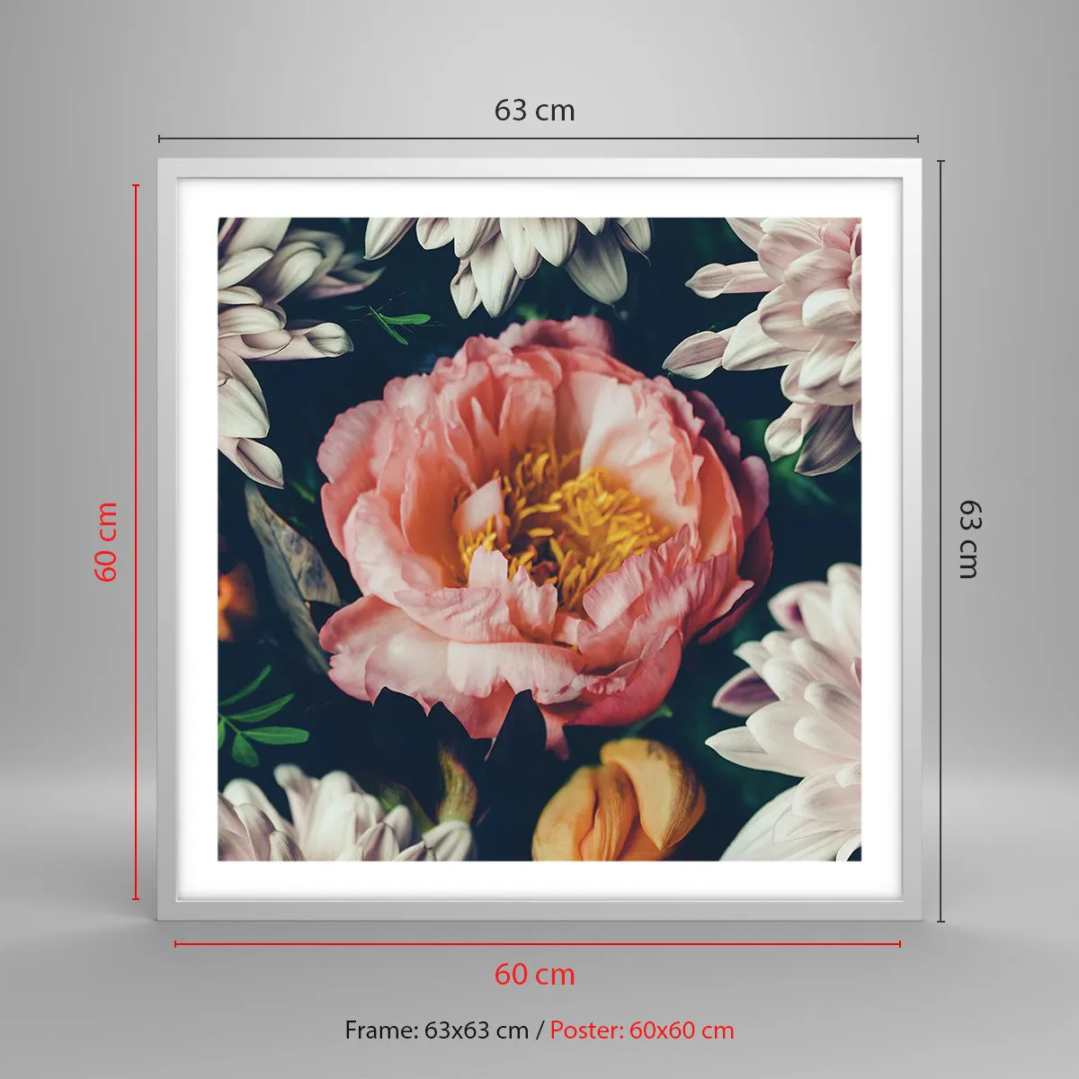 Poster in white frmae - In Baroque Style - 60x60 cm