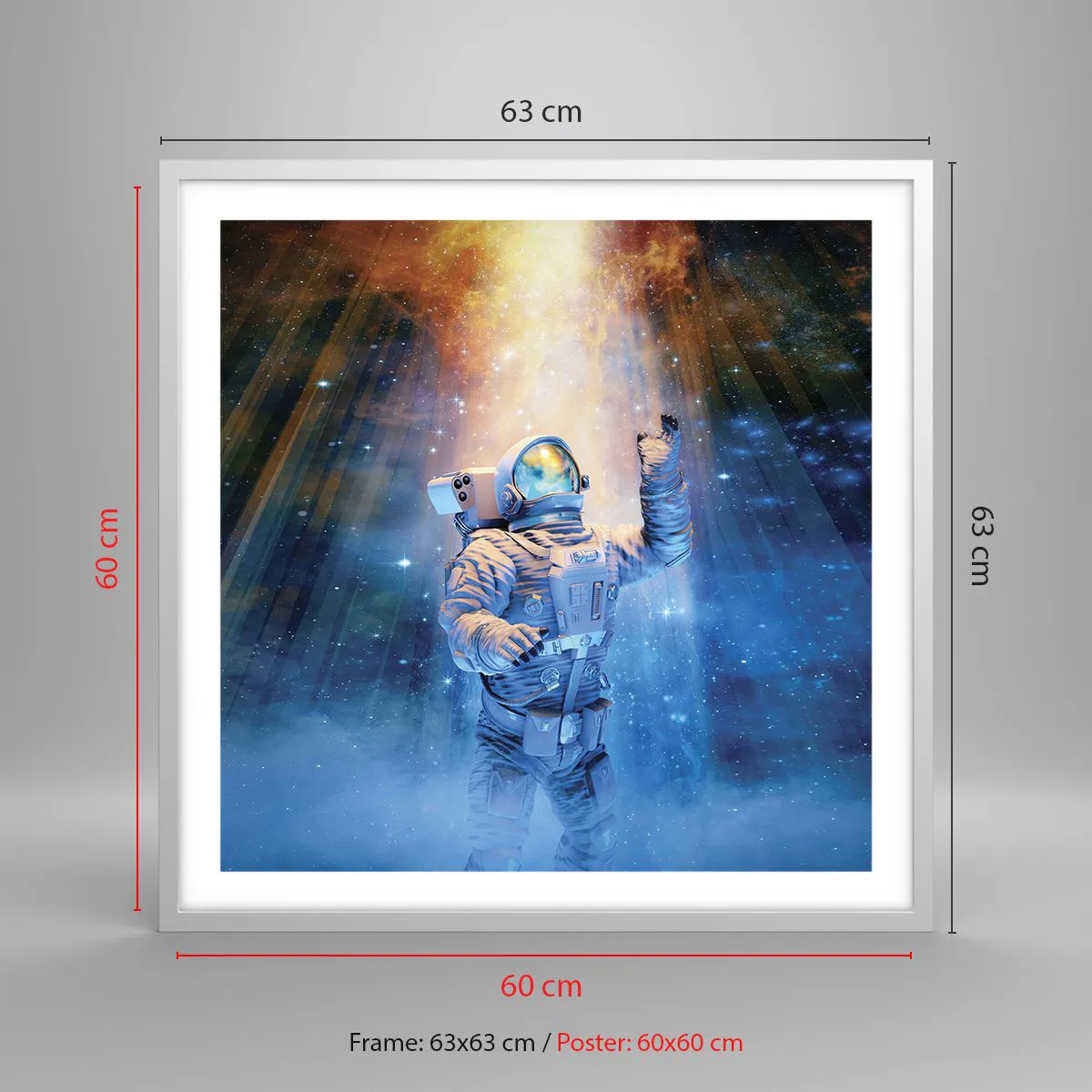 Poster in white frmae - Finally at the Destination - 60x60 cm