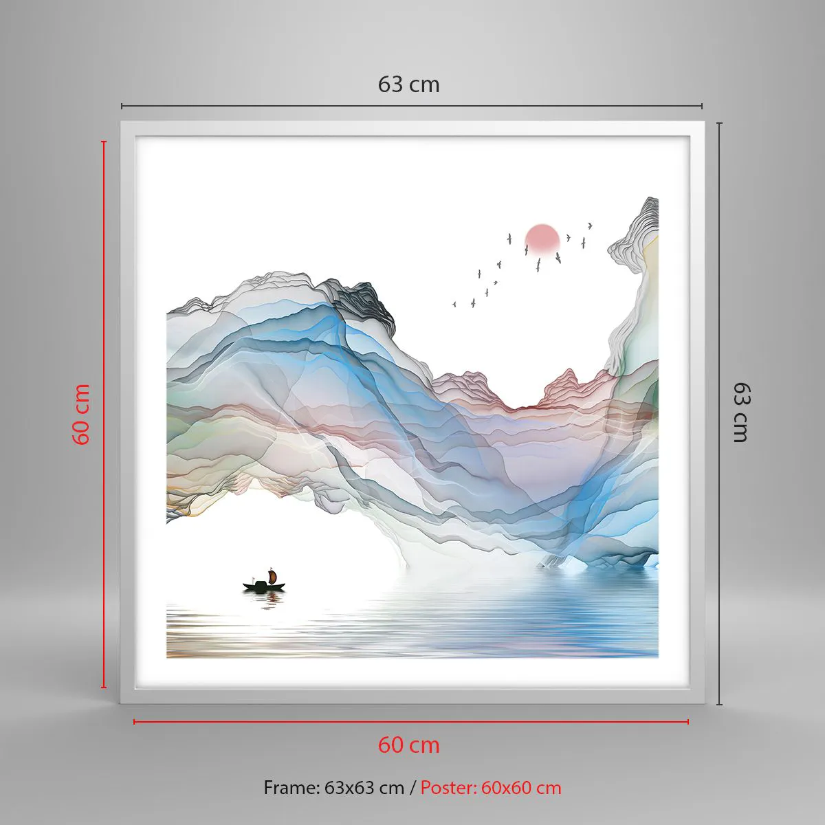 Pôster em moldura branca - Em direção às montanhas de cristal - 60x60 cm