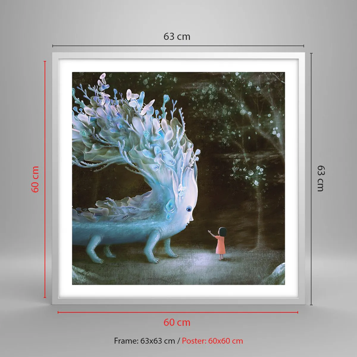 Poster în ramă albă - Întâlnire fantastică - 60x60 cm
