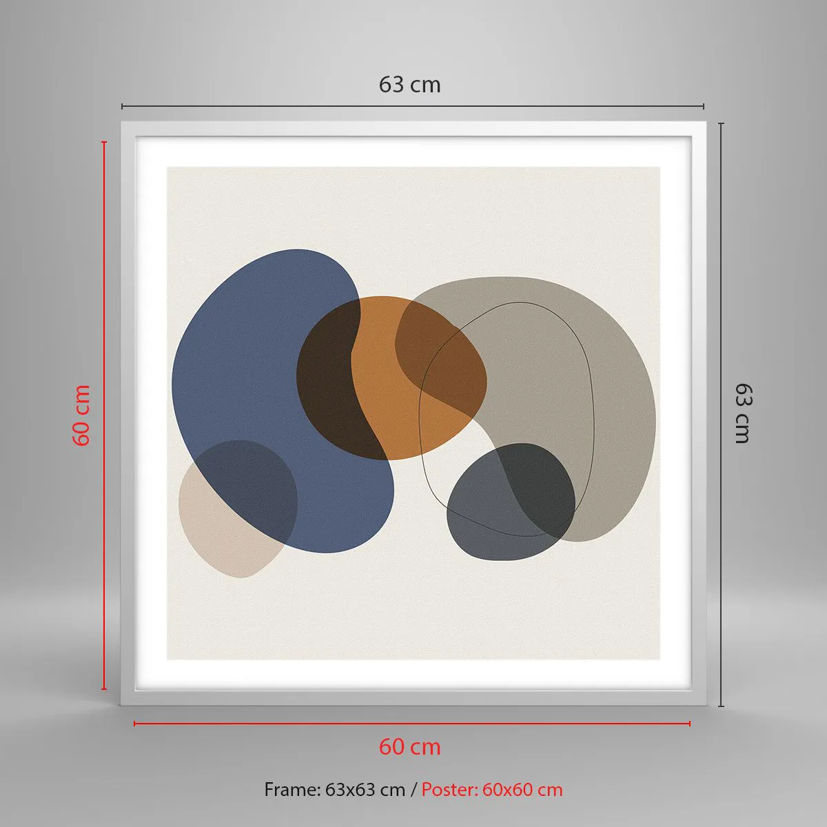 Plagát v bielom ráme - Kvapky farieb - 60x60 cm