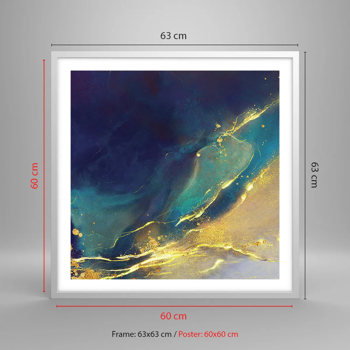 Poster in einem weißen Rahmen - Der goldene Teich - 60x60 cm