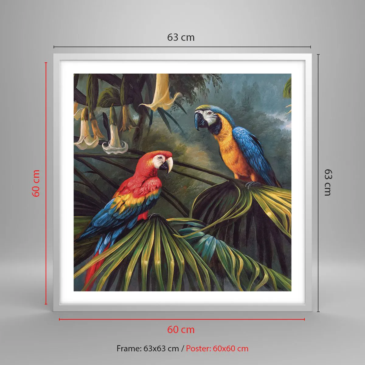 Poster in white frmae - Romanticism in Tropics - 60x60 cm