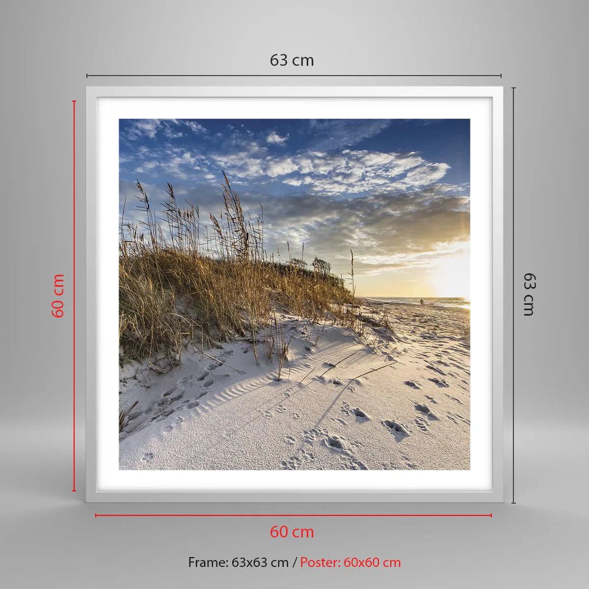 Poster in een witte lijst - Een uitnodiging voor een wandeling - 60x60 cm