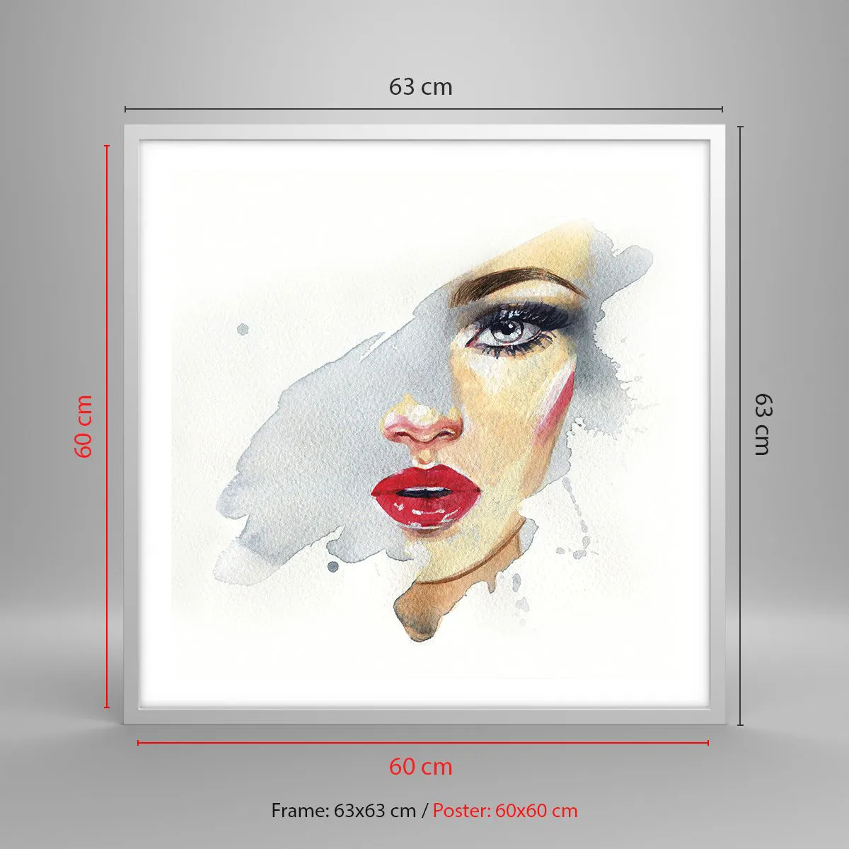 Plakat w białej ramie - Odbicie w kropli wody - 60x60 cm