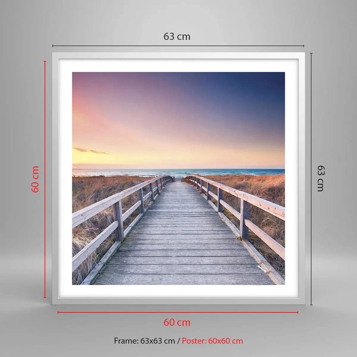 Poster in white frmae - Baltic Evening Aurora - 60x60 cm