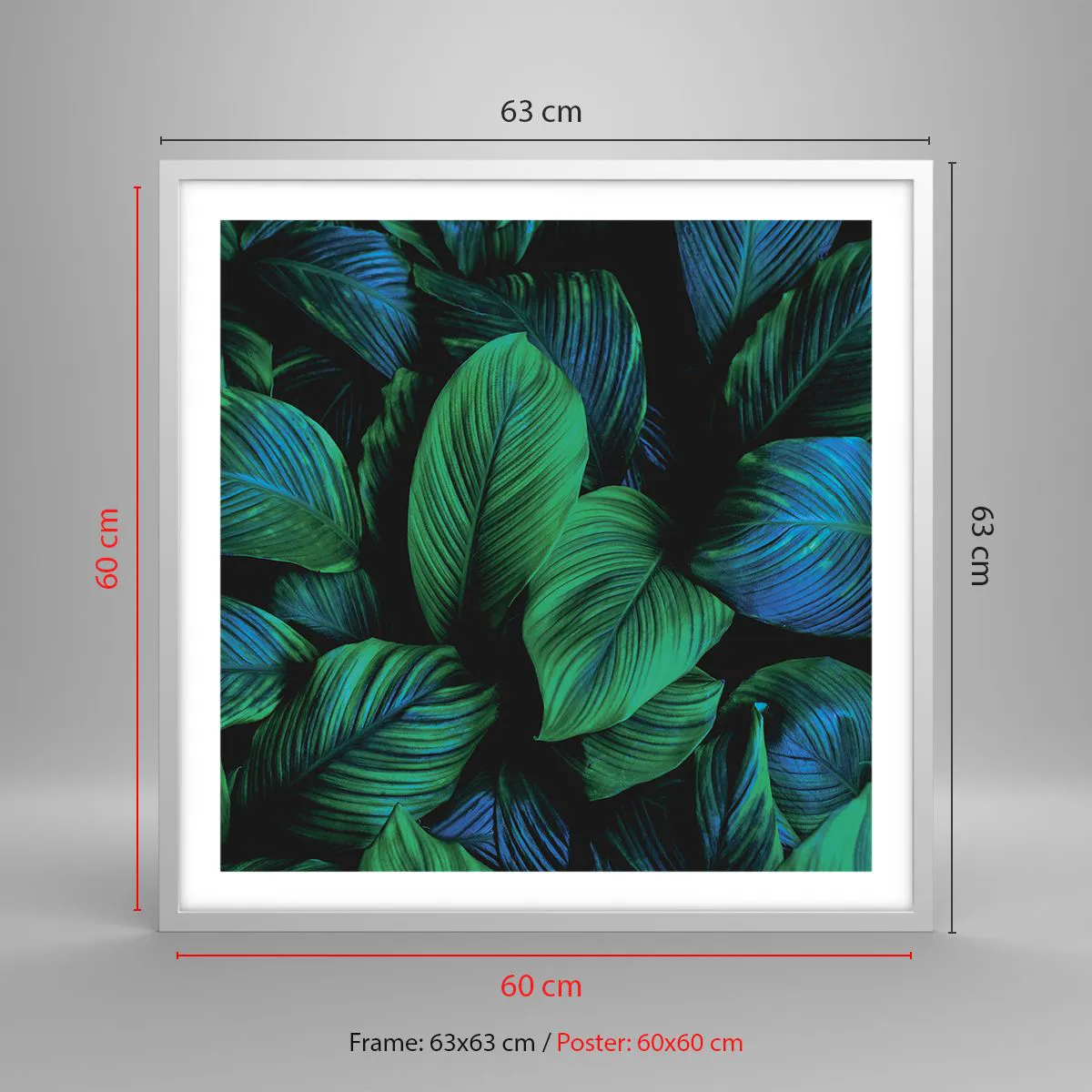 Plakát v bílém rámu - V zeleném davu - 60x60 cm