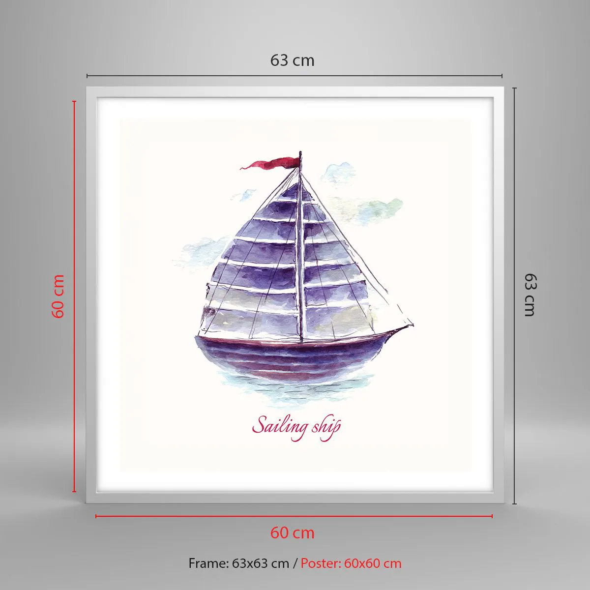 Pôster em moldura branca - Cheio de velas e águas calmas - 60x60 cm