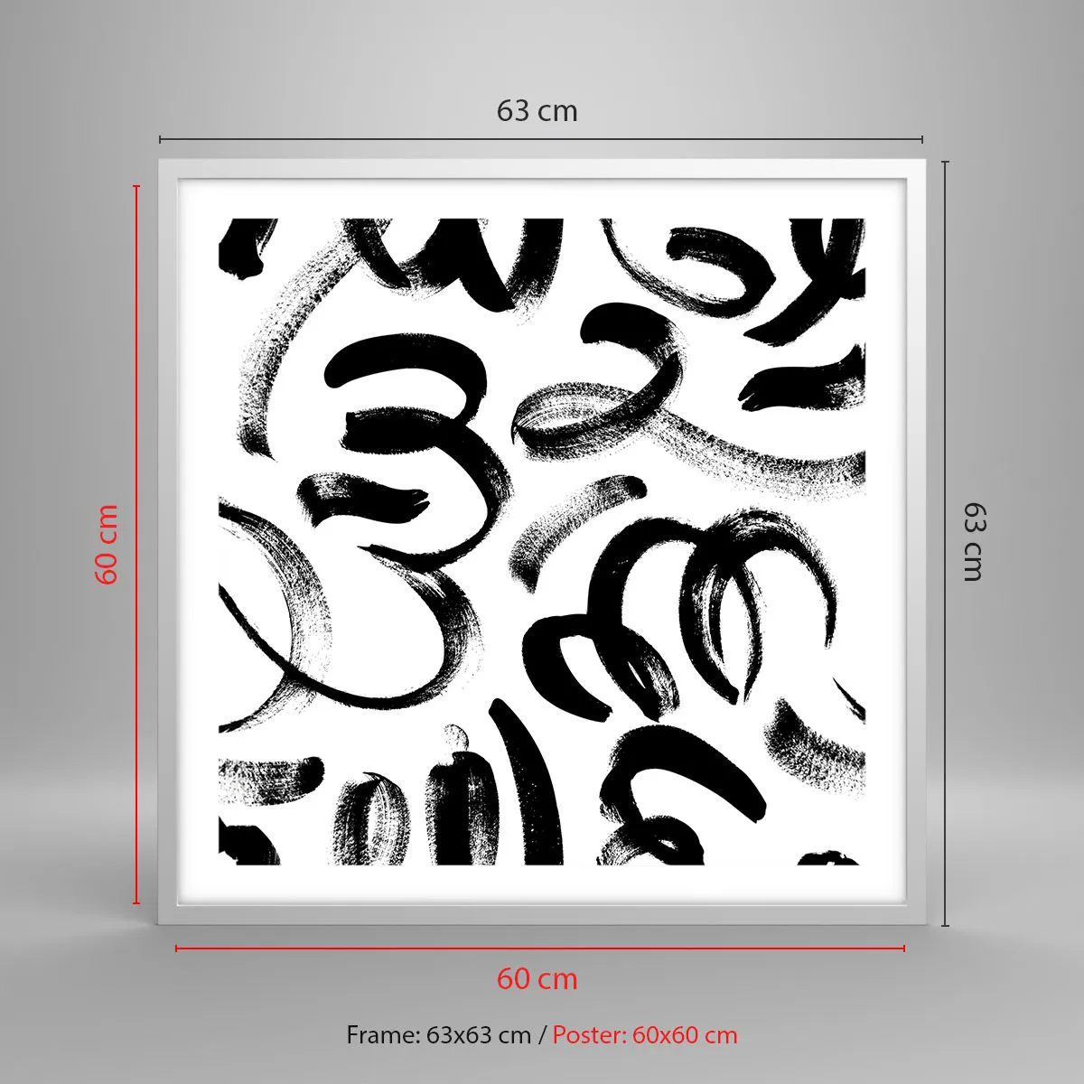 Plakat w białej ramie - Czarno na białym - 60x60 cm