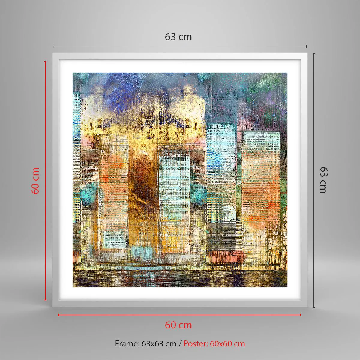 Plagát v bielom ráme - Slnečná metropola - 60x60 cm