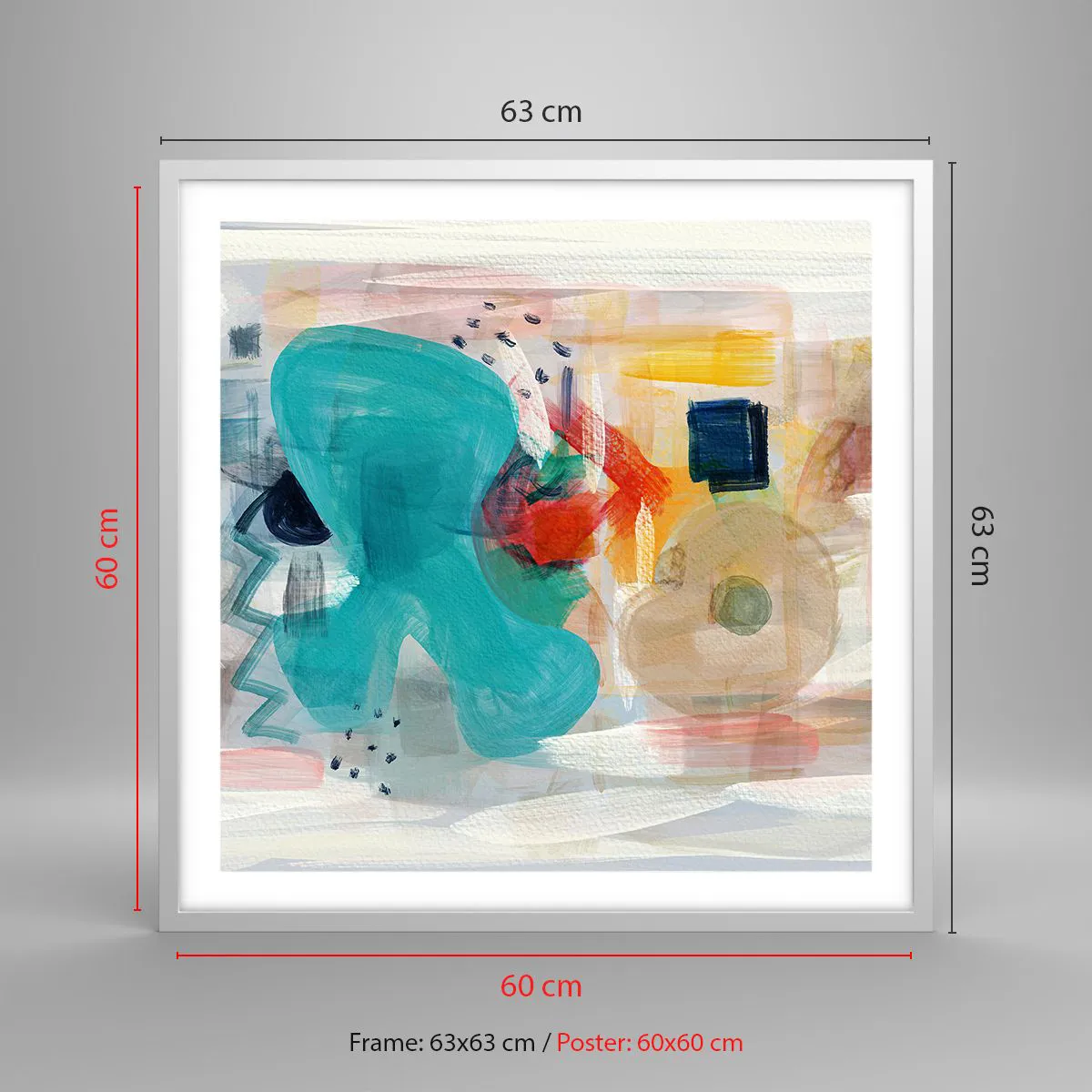 Plagát v bielom ráme - Farebná hra - 60x60 cm