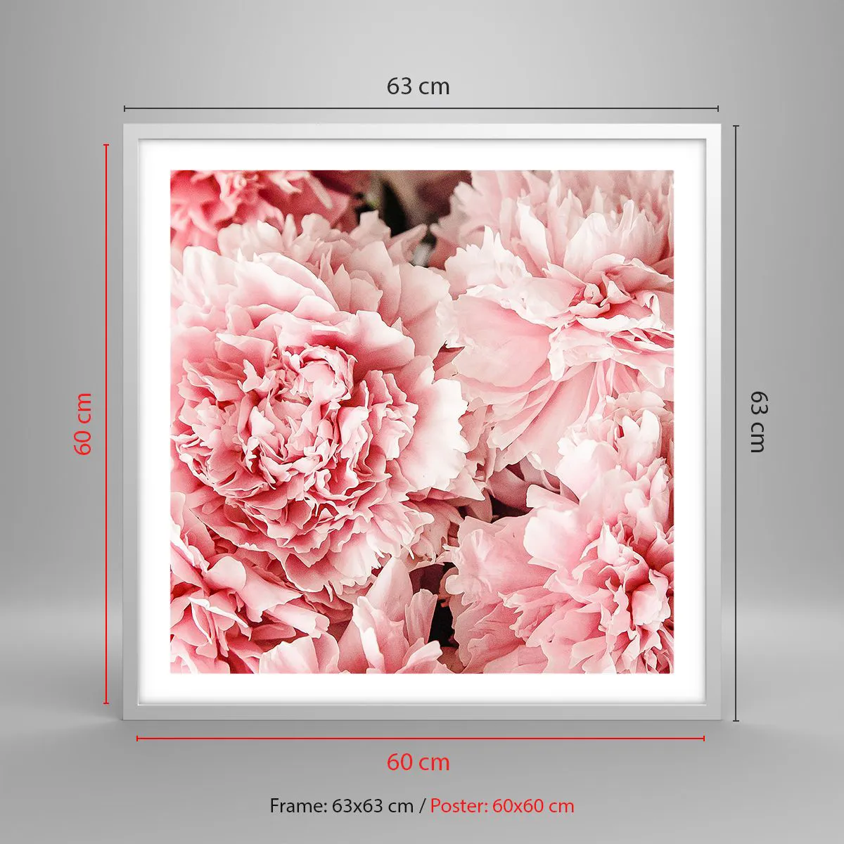 Affiche dans un cadre blanc - Poster - Rêve rose - 60x60 cm