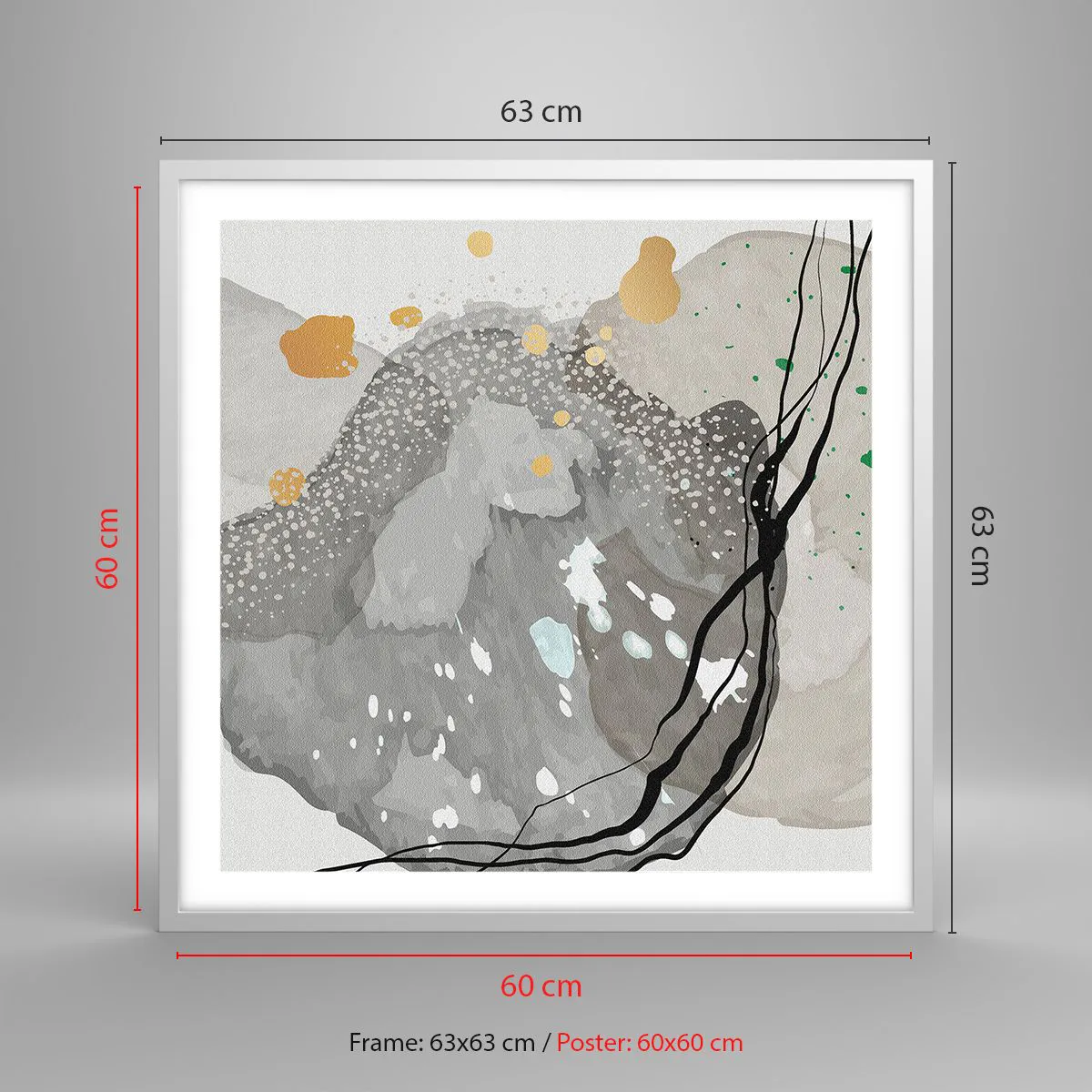 Poster in einem weißen Rahmen - Organische Komposition - 60x60 cm