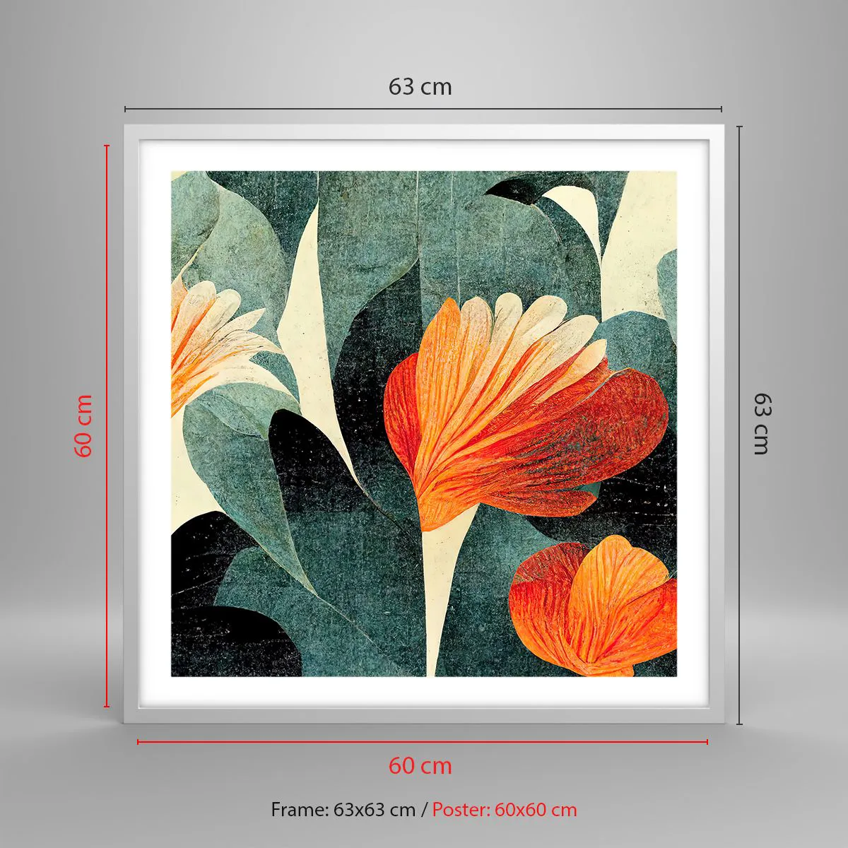 Affiche dans un cadre blanc - Poster - La chaleur des tropiques et la fraîcheur de la verdure - 60x60 cm