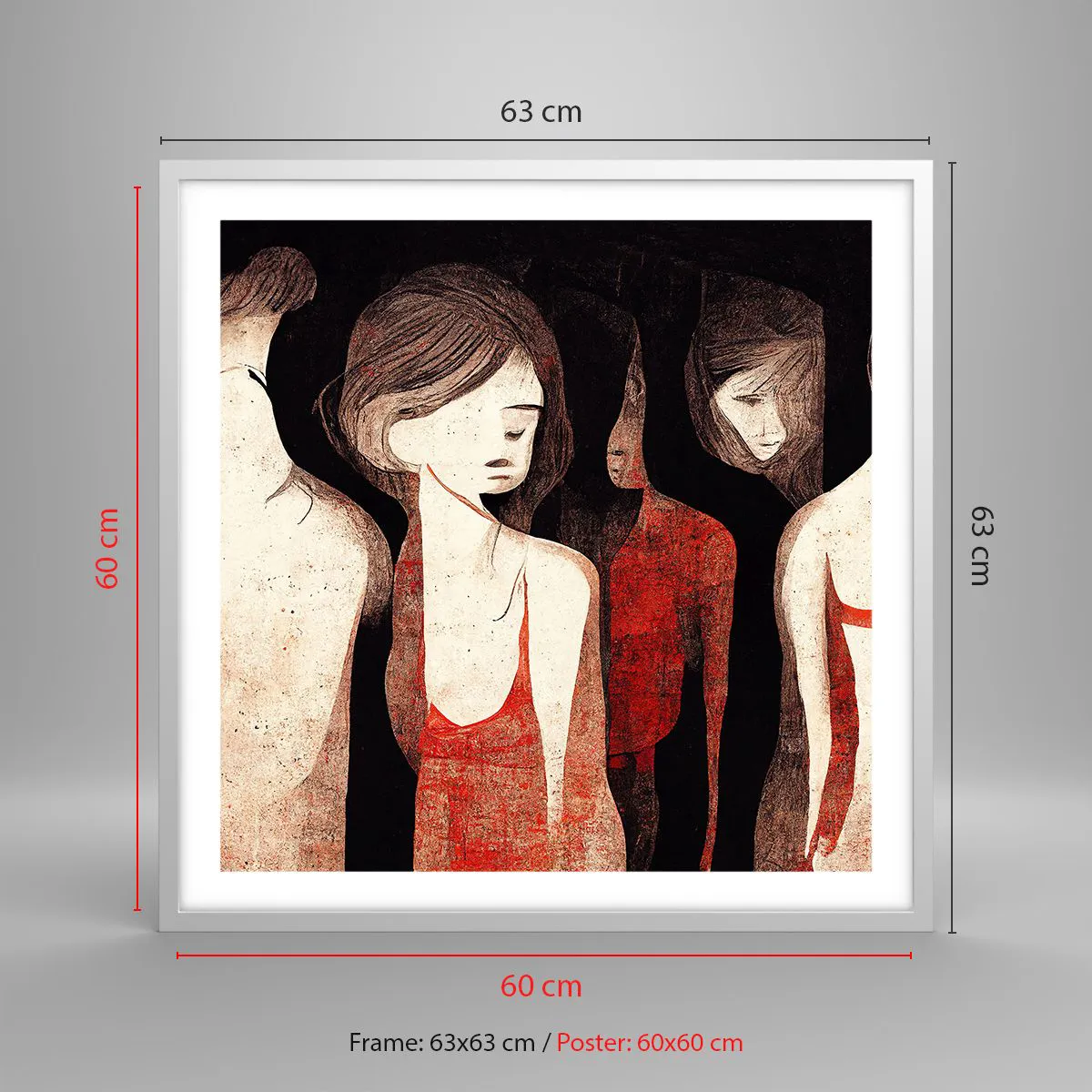 Plagát v bielom ráme - Madony z temnoty - 60x60 cm