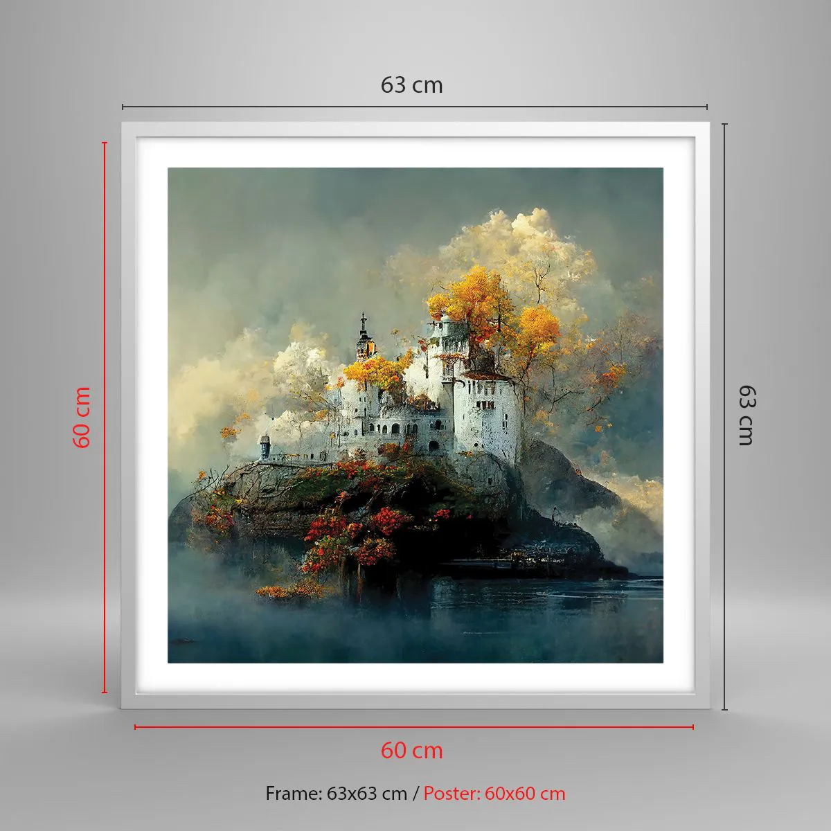 Affisch i vit ram - Början på en romantisk historia - 60x60 cm