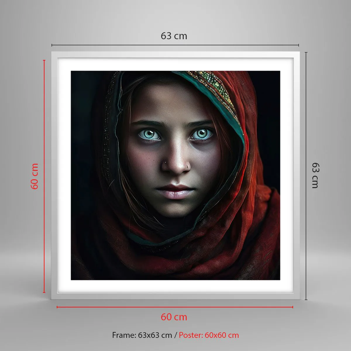 Poster in een witte lijst - Oosterse prinses - 60x60 cm