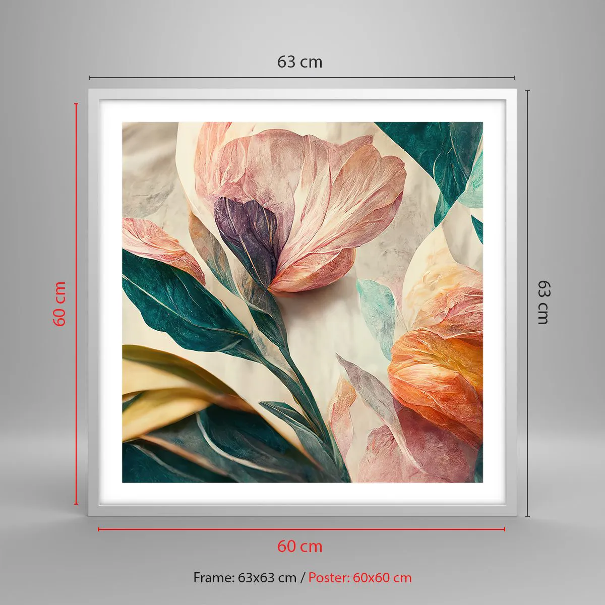 Affiche dans un cadre blanc - Poster - Fleurs des îles du sud - 60x60 cm