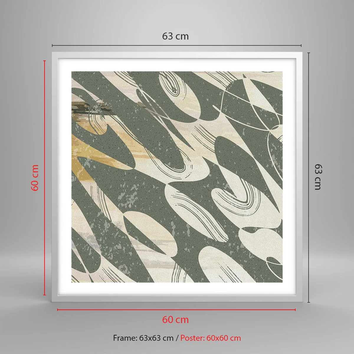 Poster in een witte lijst - Ritmische abstractie - 60x60 cm