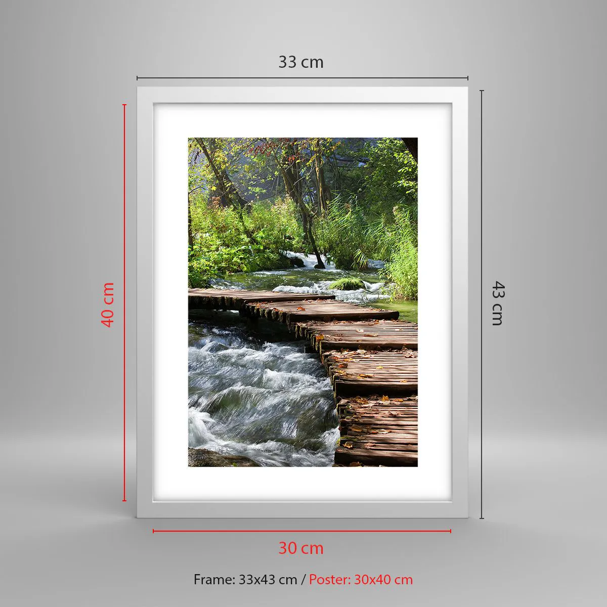 Poster in einem weißen Rahmen - Über der schaumigen Kaskade - 30x40 cm