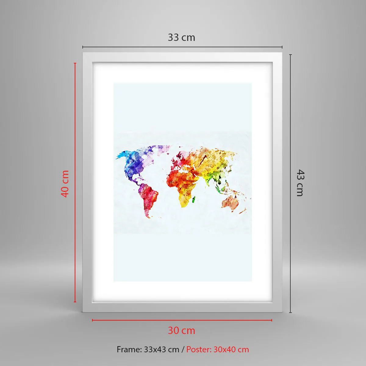 Affiche dans un cadre blanc - Poster - Toutes les couleurs du monde - 30x40 cm