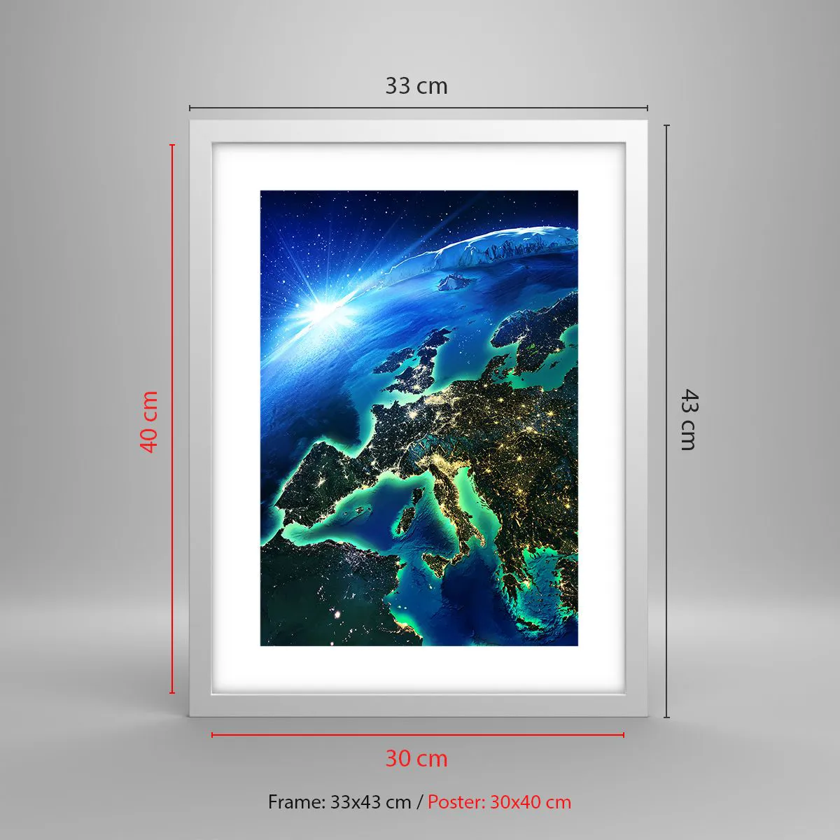 Plagát v bielom ráme - Iskrivá Európa - 30x40 cm