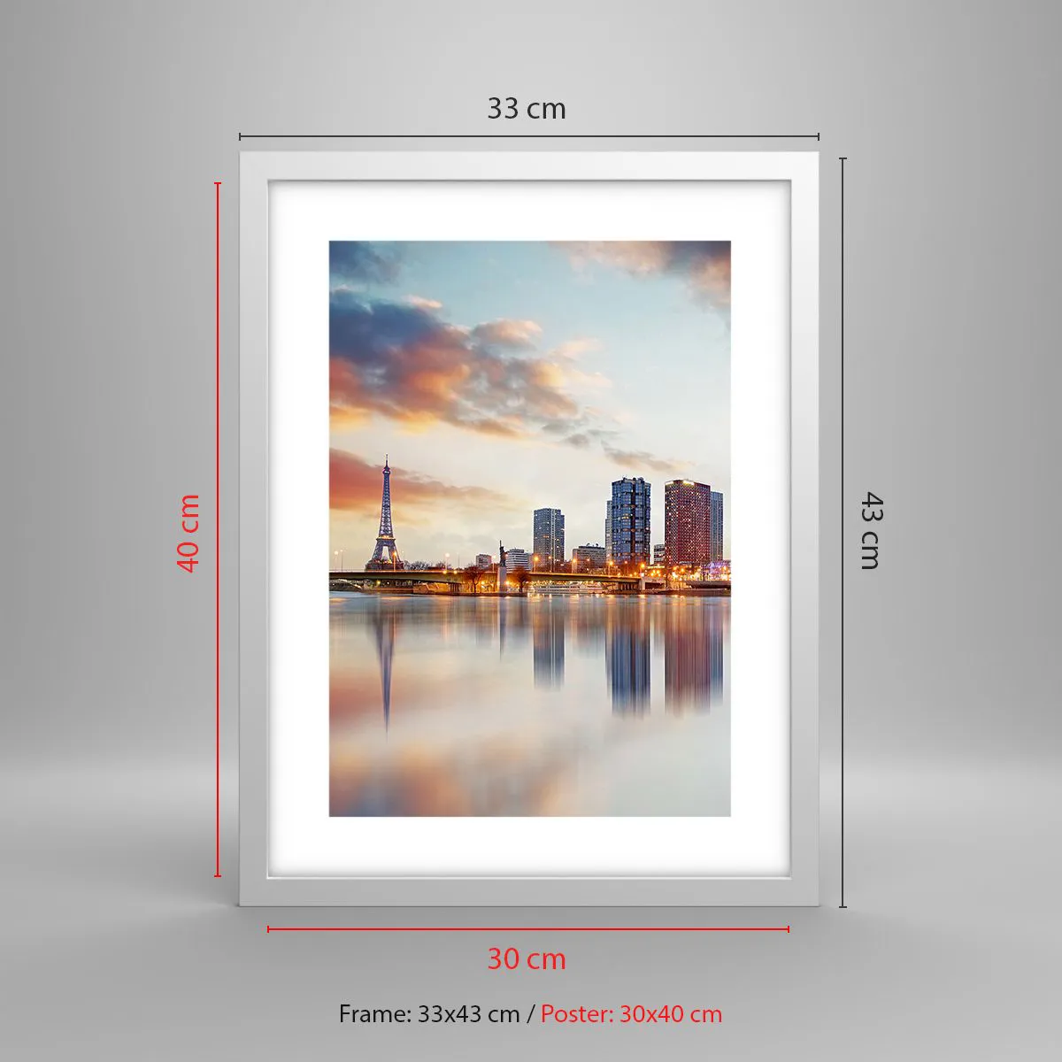 Affiche dans un cadre blanc - Poster - La tranquillité monumentale de Paris - 30x40 cm