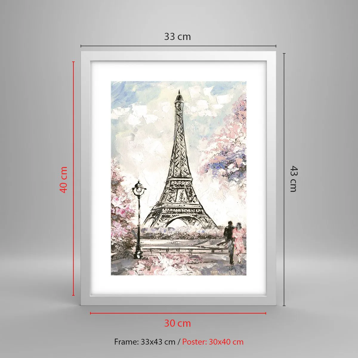 Poster in einem weißen Rahmen - Aprilspaziergang durch Paris - 30x40 cm
