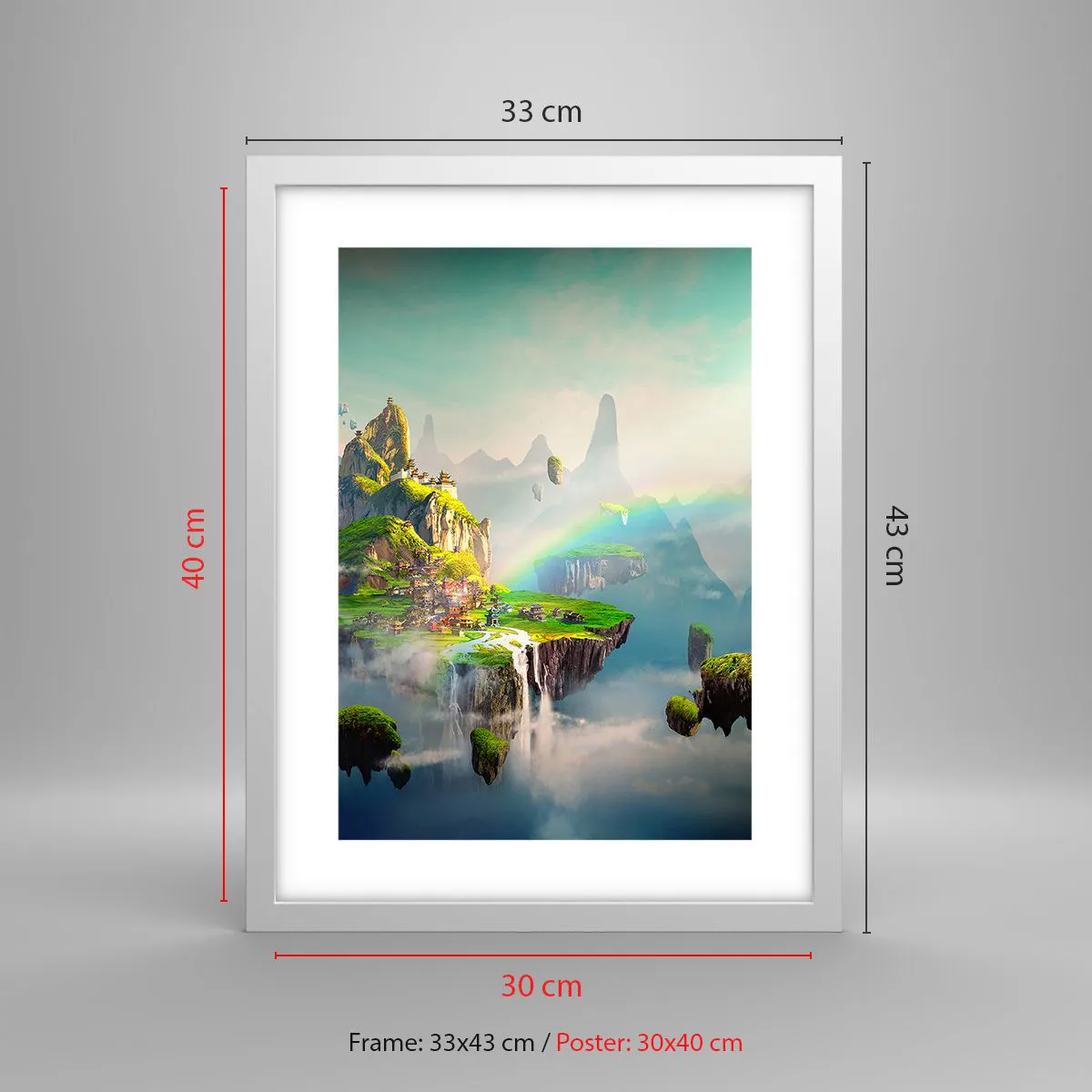 Affiche dans un cadre blanc - Poster - Au milieu des cieux - îles du bonheur - 30x40 cm