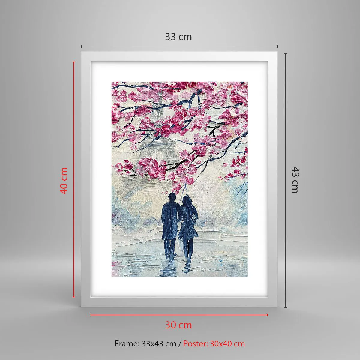 Poster in een witte lijst - Een romantische wandeling - 30x40 cm