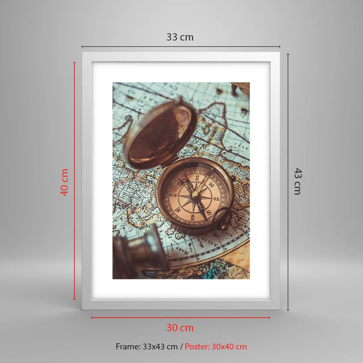 Affisch i vit ram - För äventyrare - 30x40 cm
