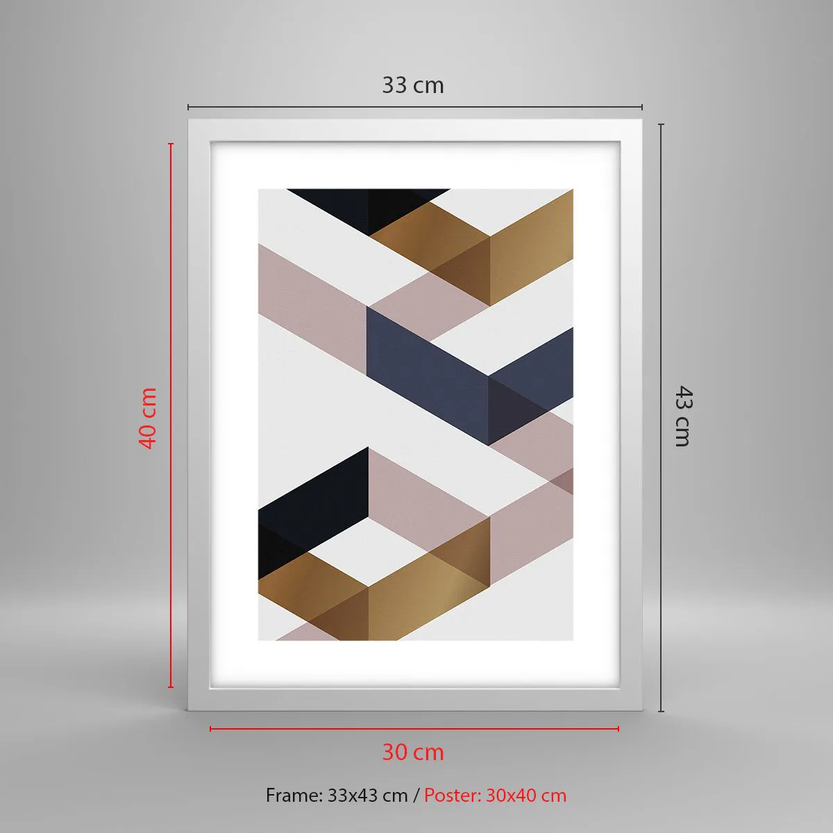Plakat w białej ramie - Płaszczyzny i kąty - 30x40 cm