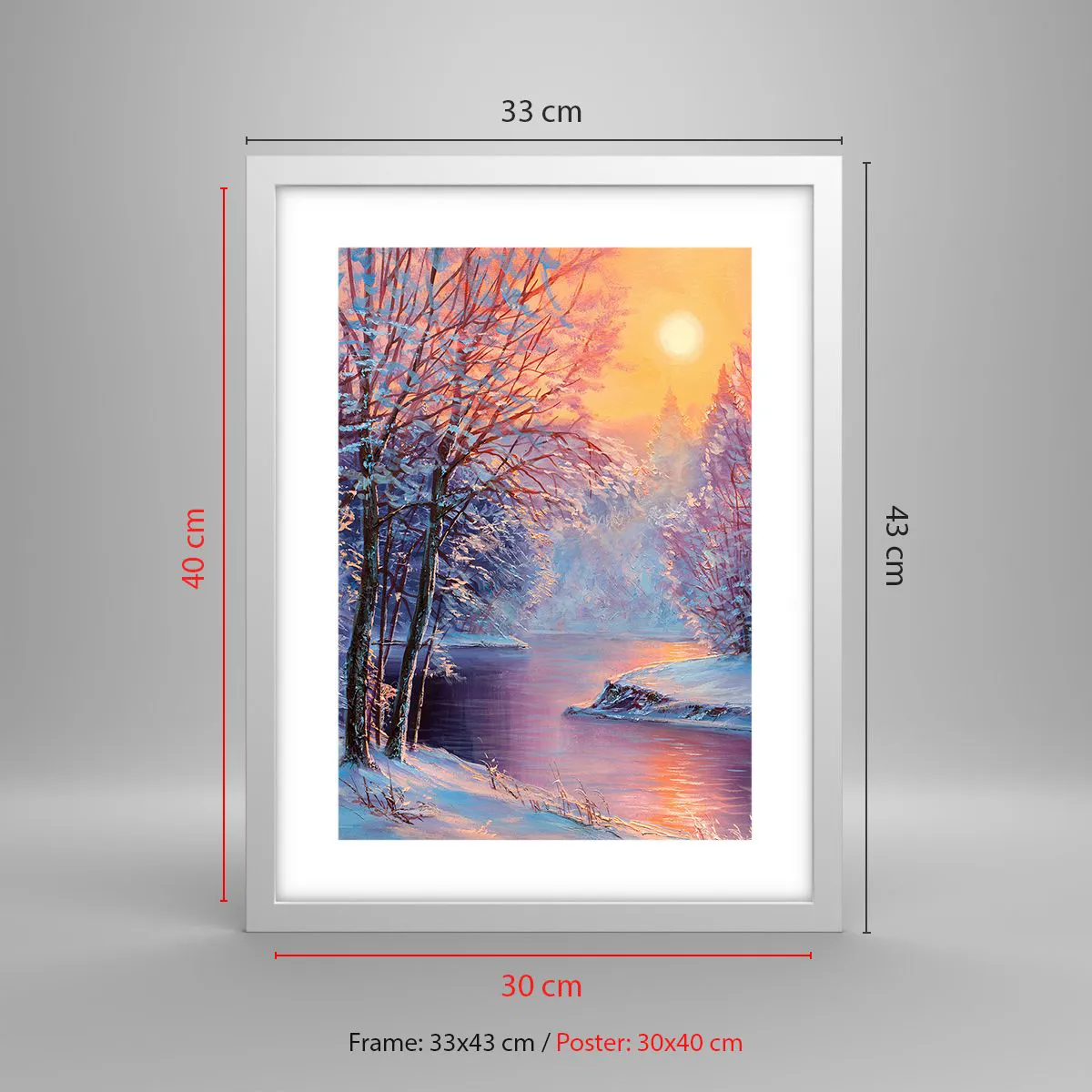 Poster in einem weißen Rahmen - Die Farben des Winters - 30x40 cm