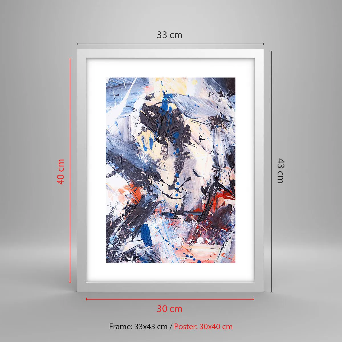 Poster in einem weißen Rahmen - Verrückter Tanz der Abstraktion - 30x40 cm