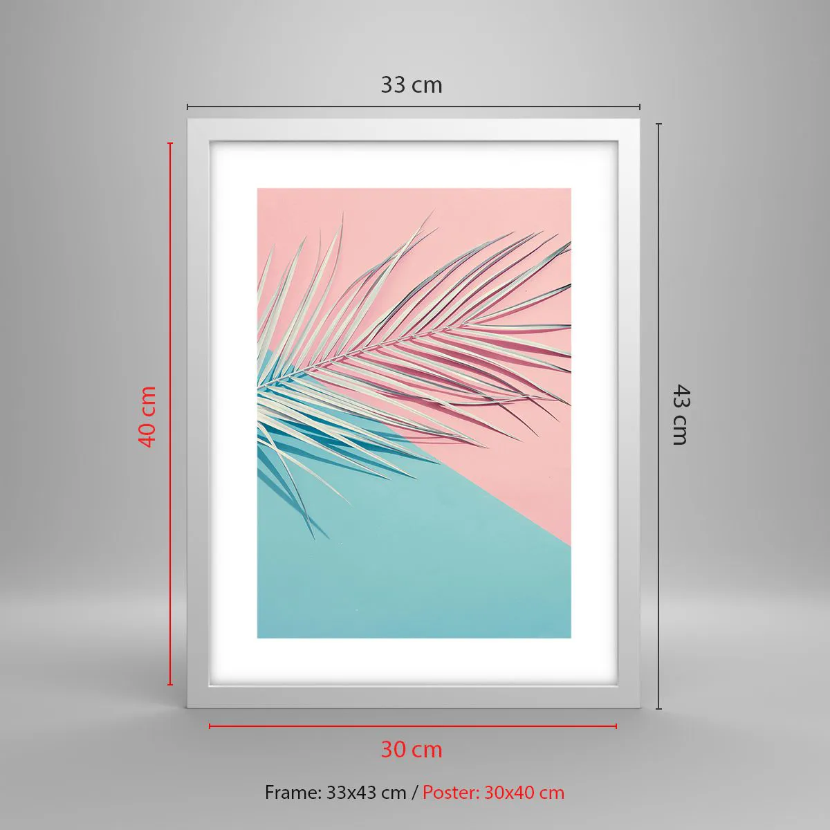 Affiche dans un cadre blanc - Poster - Impression tropicale - 30x40 cm