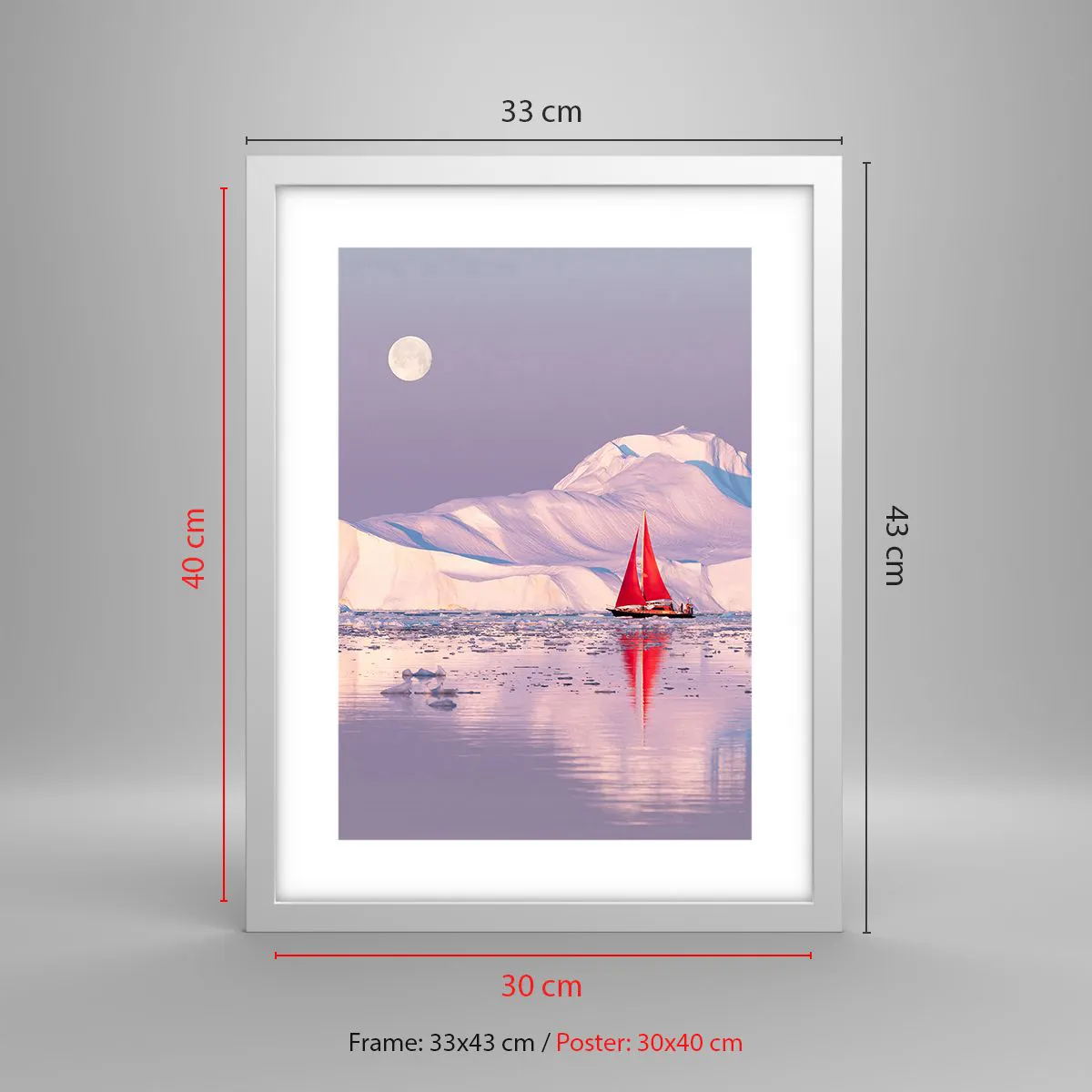 Affiche dans un cadre blanc - Poster - La chaleur de la voile, le froid de la glace - 30x40 cm